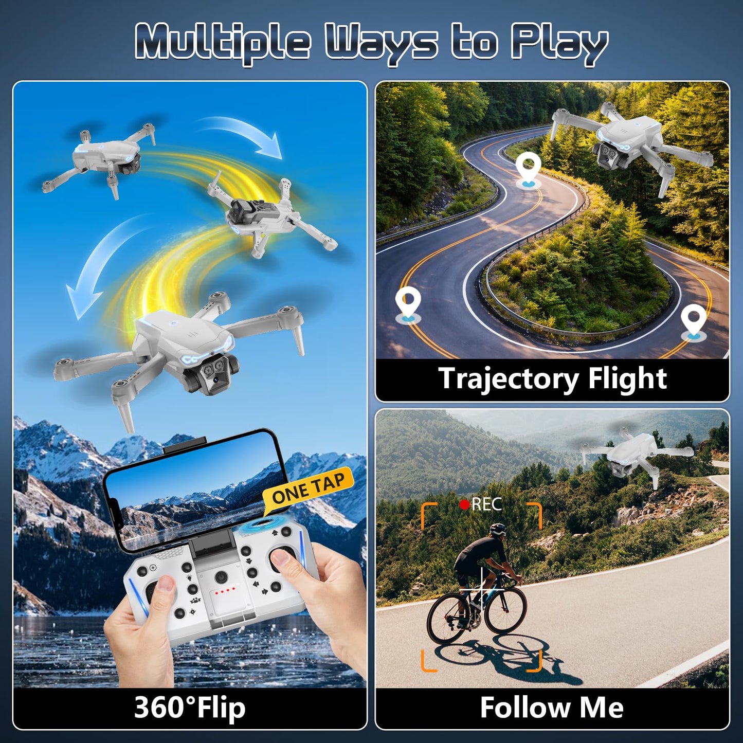 X-shop 1080P Drone with Camera for Adults Beginners, Foldable RC Quadcopter, One Key Start, Gesture Control, Altitude Hold, 360° Flips, 30 Min Flight Time, 2 Rechargeable Batteries, Toy Gift for Kids