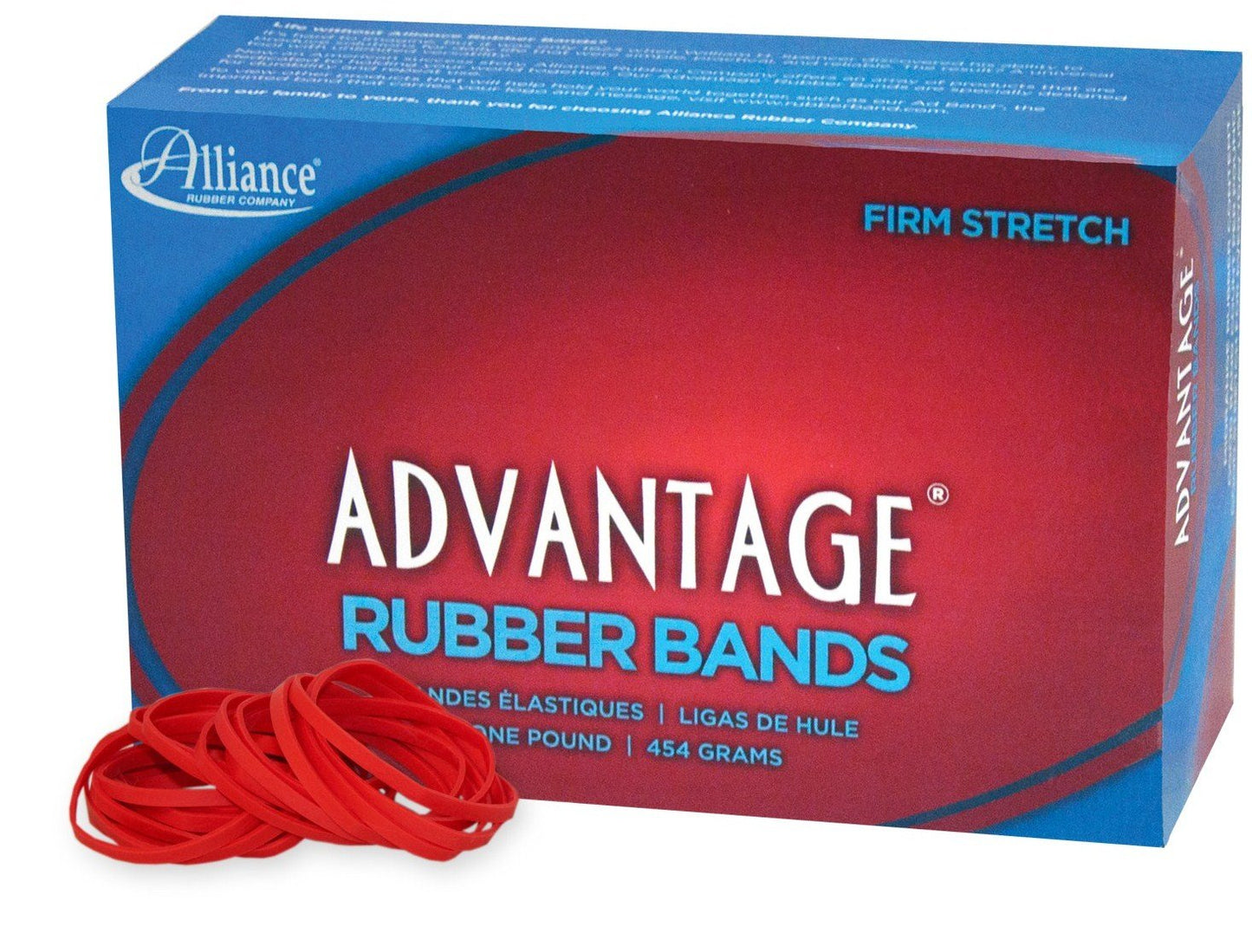 Alliance Rubber 96315 Advantage Rubber Bands Size #31, 1 lb Box Contains Approx. 850 Bands (2 1/2" x 1/8", Red)