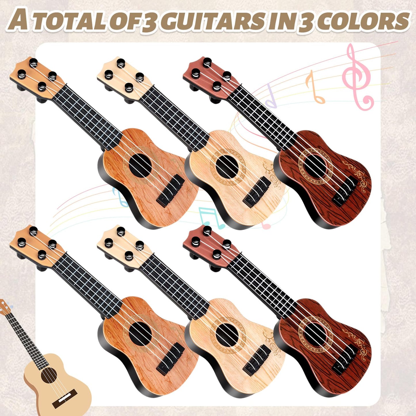 10 Inch Kids Mini Guitar 12 Pcs Toy Guitars 4 Strings Mini Ukulele Musical Instrument Guitars Toy for Toddler Beginner