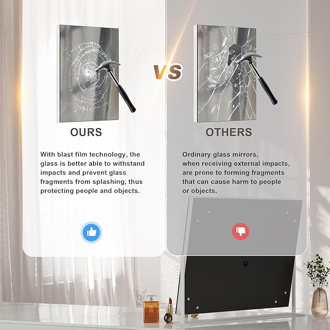 Hasipu Vanity Mirror with Lights, 16.9" x 13.4" LED Makeup Mirror, Light up Mirror with 10X Magnification, Smart Touch 3 Colors Dimmable, 360° Rotation (White)