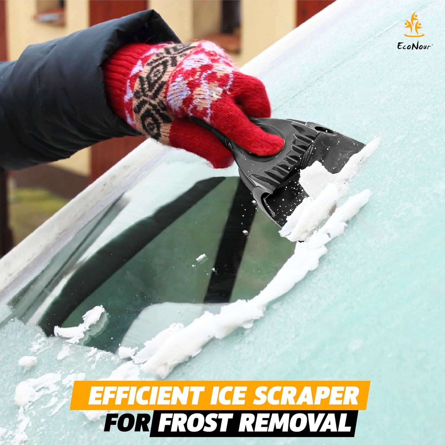 EcoNour Ice Scrapers for Car Windshield (1 Pack) | Car Ice Scraper | Window Snow Scrapper for Car to Remove Snow and Frost | Car Snow Accessories