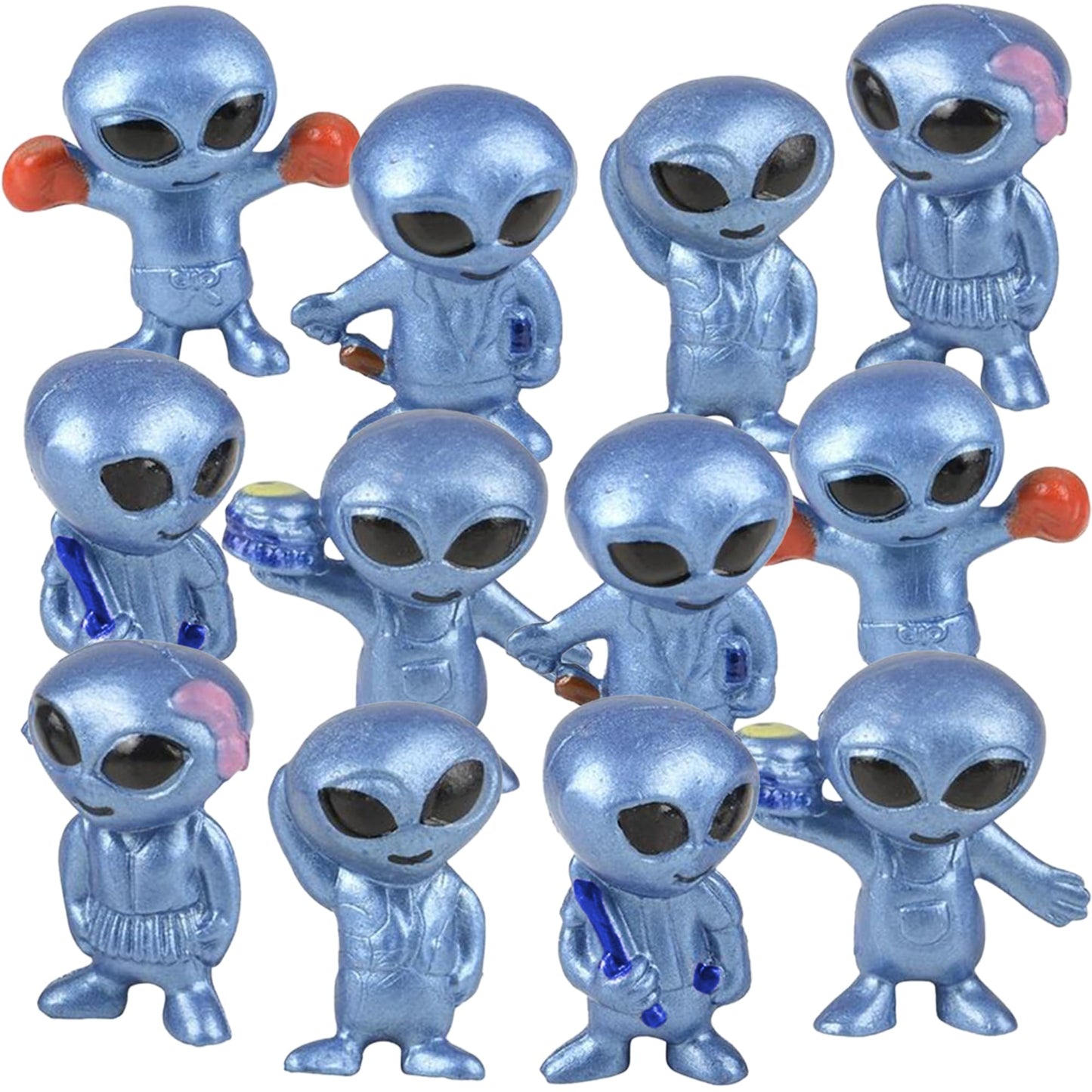 ArtCreativity Vinyl Alien Figurines (48pcs) - Fun Space Party Favors, Assorted UFO Poses, Goodie Bag Fillers (Pack of 2)