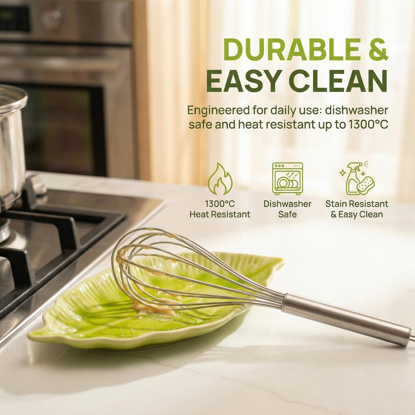 Ceramic Leaf Spoon Rest for Stove Top,Cute Green Leaf Cooking Spoon Holder for Kitchen Counter,Large decorative Spatula Rest Utensil Rest,1 Pack