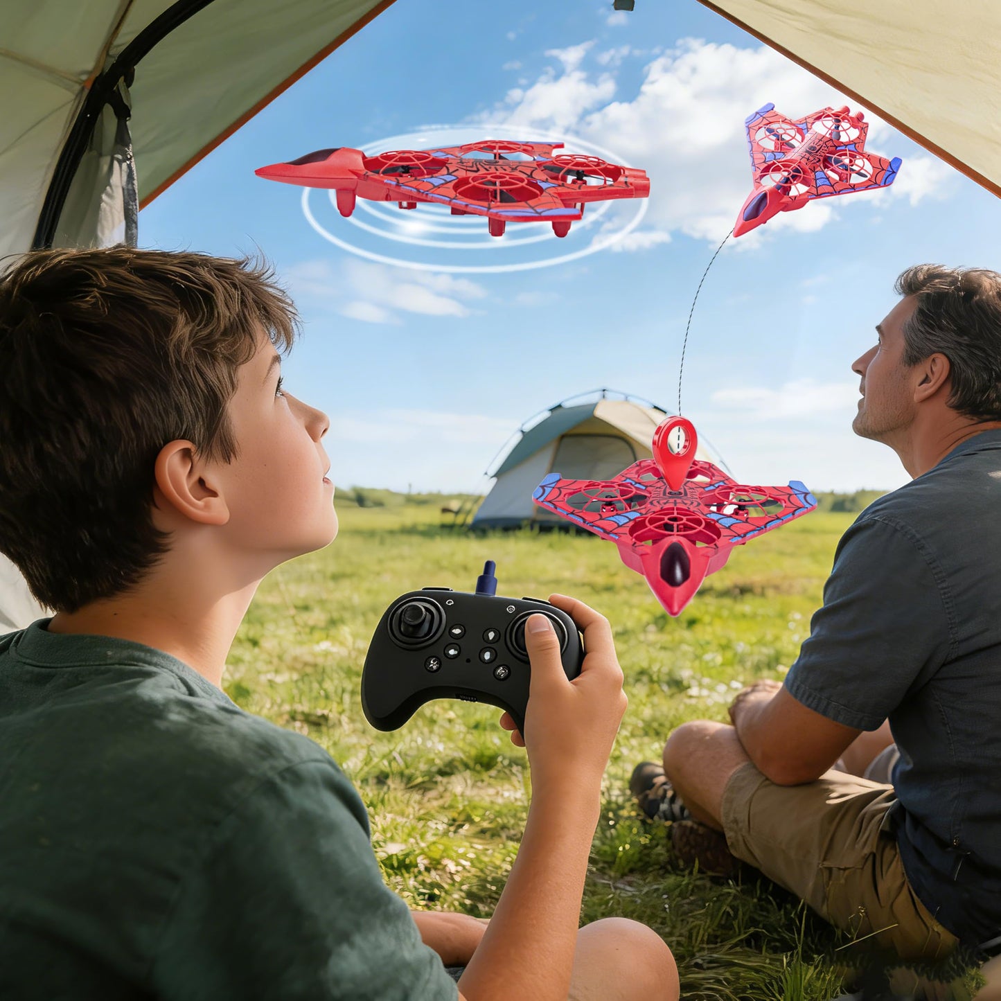 LIHBCAIYI Remote Control Airplane,RC Plane for Adults with LED Lights 360° Flip Fighter Jet Drone Flying Toys Easy to Fly for Beginner 14+ Years Old (Red)