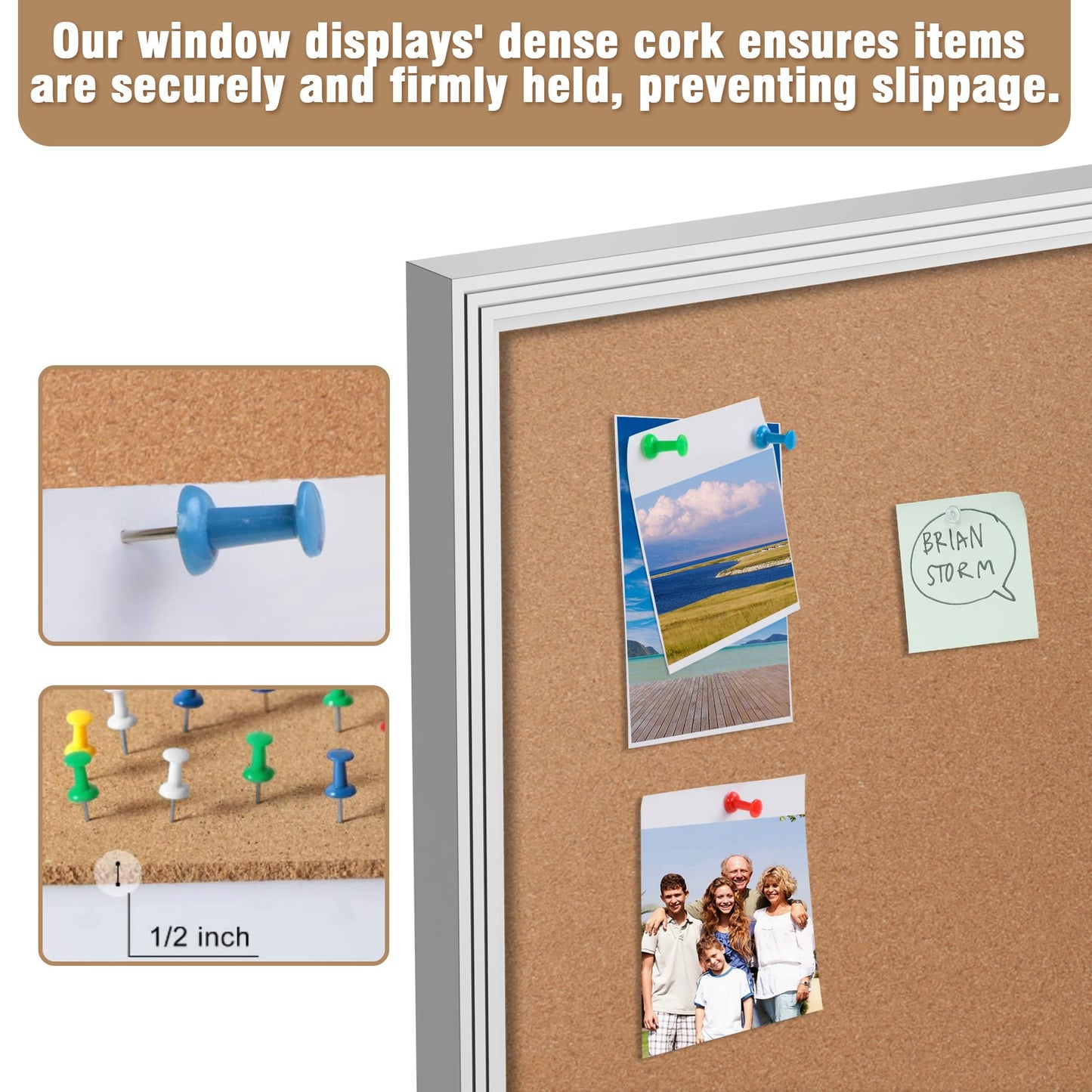 Mifuro 48"x30" Enclosed Bulletin Board, Outdoor Lockable Weather-Resistant Aluminum Cork Noticeboard for School & Office, Silver Frame w/Cork