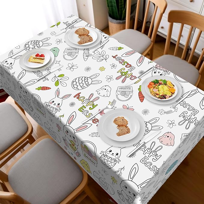 Easter Coloring Tablecloth for Kids, 54 x 108 Inches