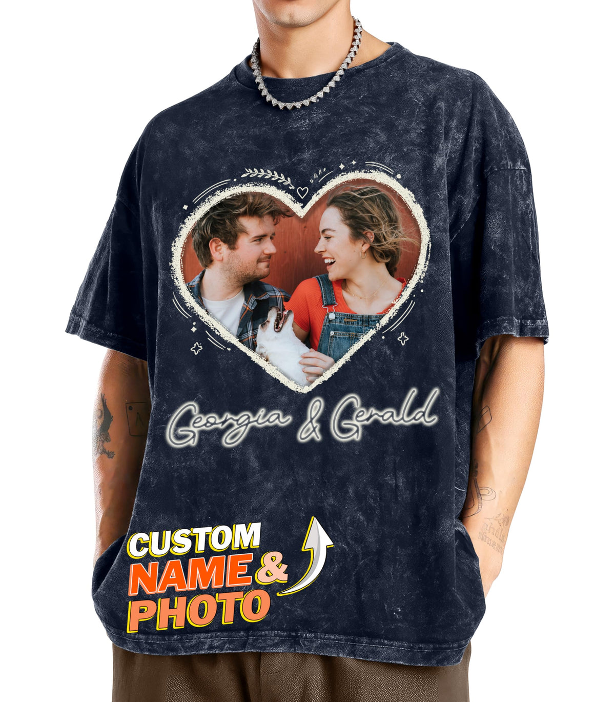 Tehg & Tuhg Custom T Shirt with Photo & Text, Custom Shirts Design Your Own, Vintage Personalized Tees for Men & Women, Funny Gift for Boyfriend Girlfriend on Anniversary Birthday