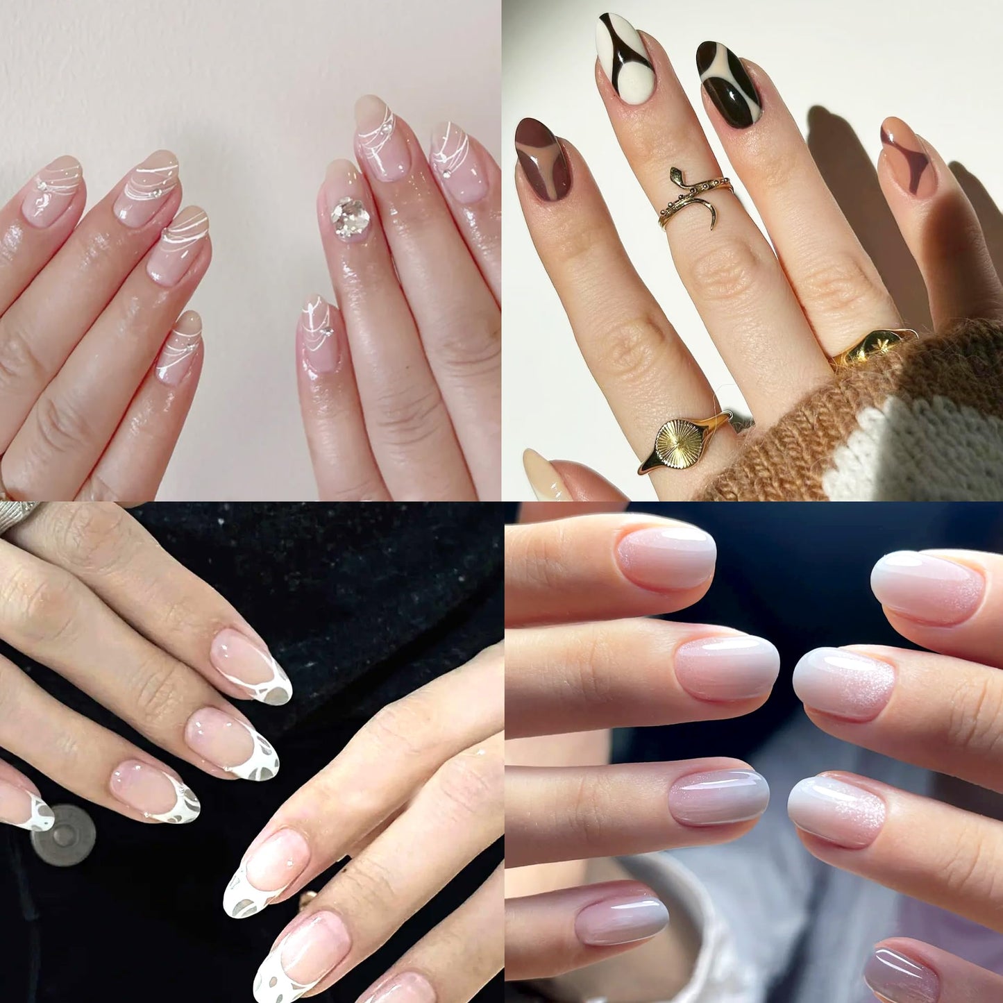 480PCS Nail Tips Clear False Nails Full Cover for Acrylic Fake Nails Kit 12 Sizes 2 Shapes Short Coffin Round Pre-Shape for Salon Home DIY Gifts