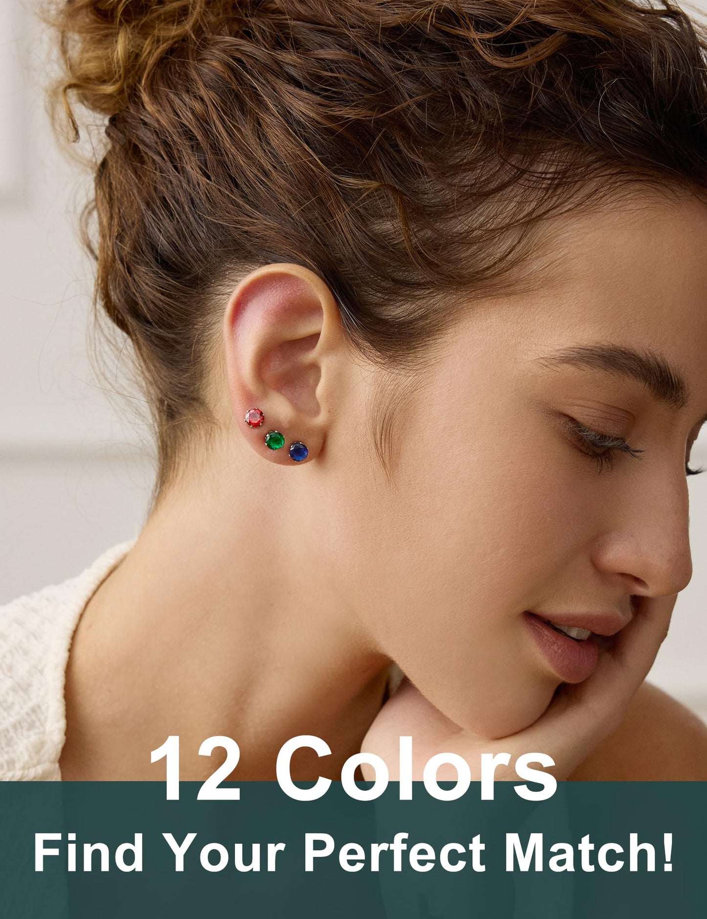 12 Pairs Hypoallergenic Surgical Steel Studs – 12-Color Cubic Zirconia Earrings for Women & Men"