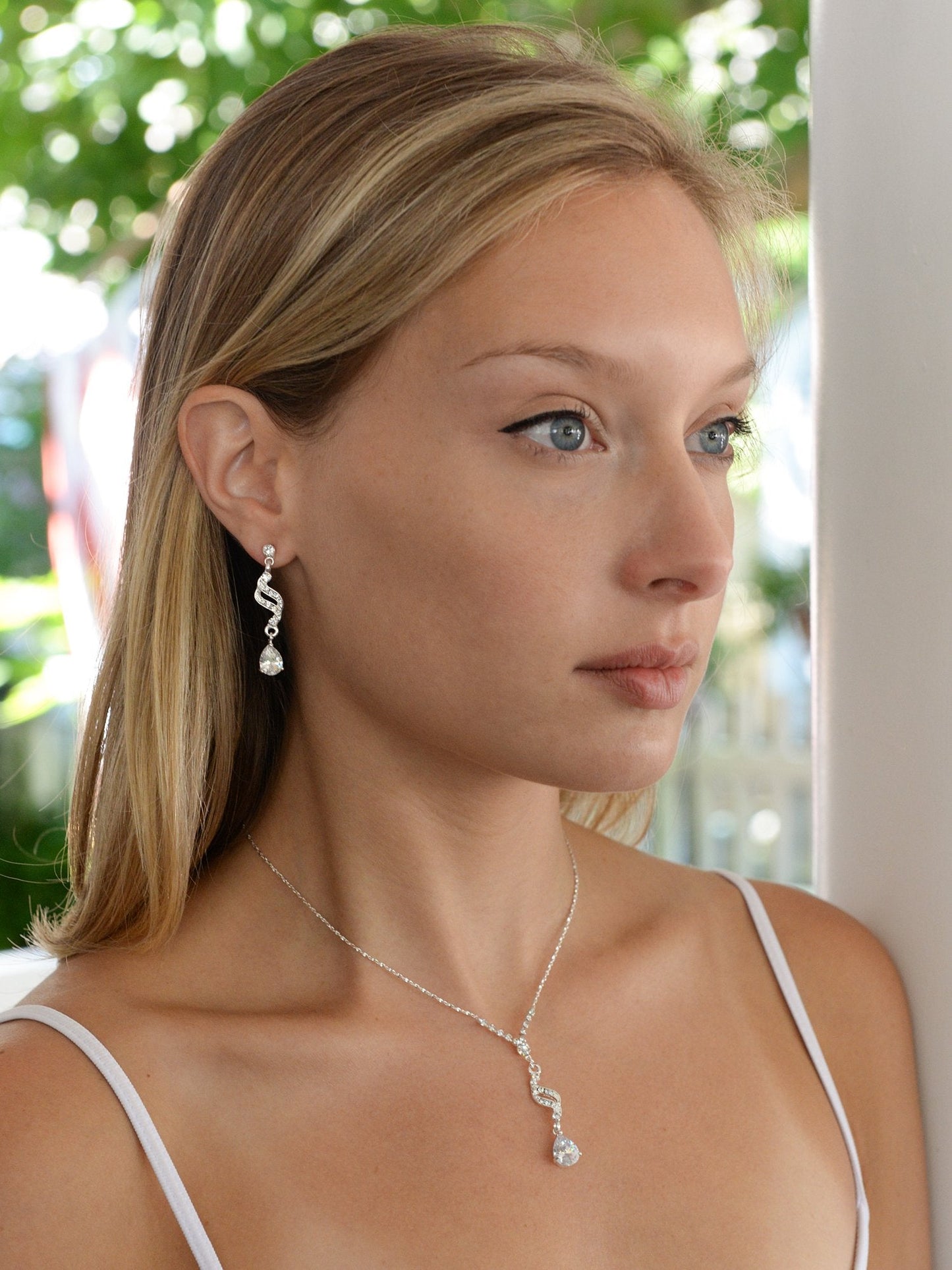 Mariell Cubic Zirconia Prom Jewelry Set, Necklace & Earrings Set for Brides, Bridesmaids, Wedding Jewelry
