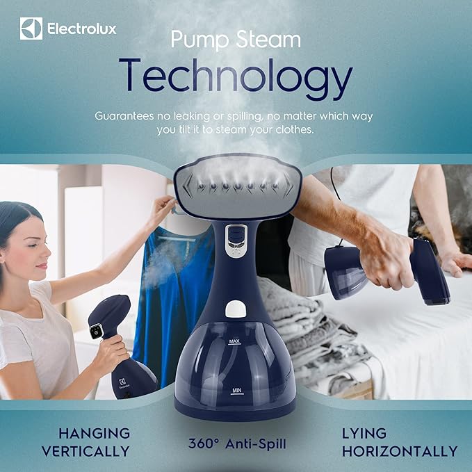 Electrolux Steamer for Clothes, LX15003 Portable Handheld Fabric and Garment Steamer Iron Press Wrinkle Remover with Lint Remover & Fabric Brush – Blue