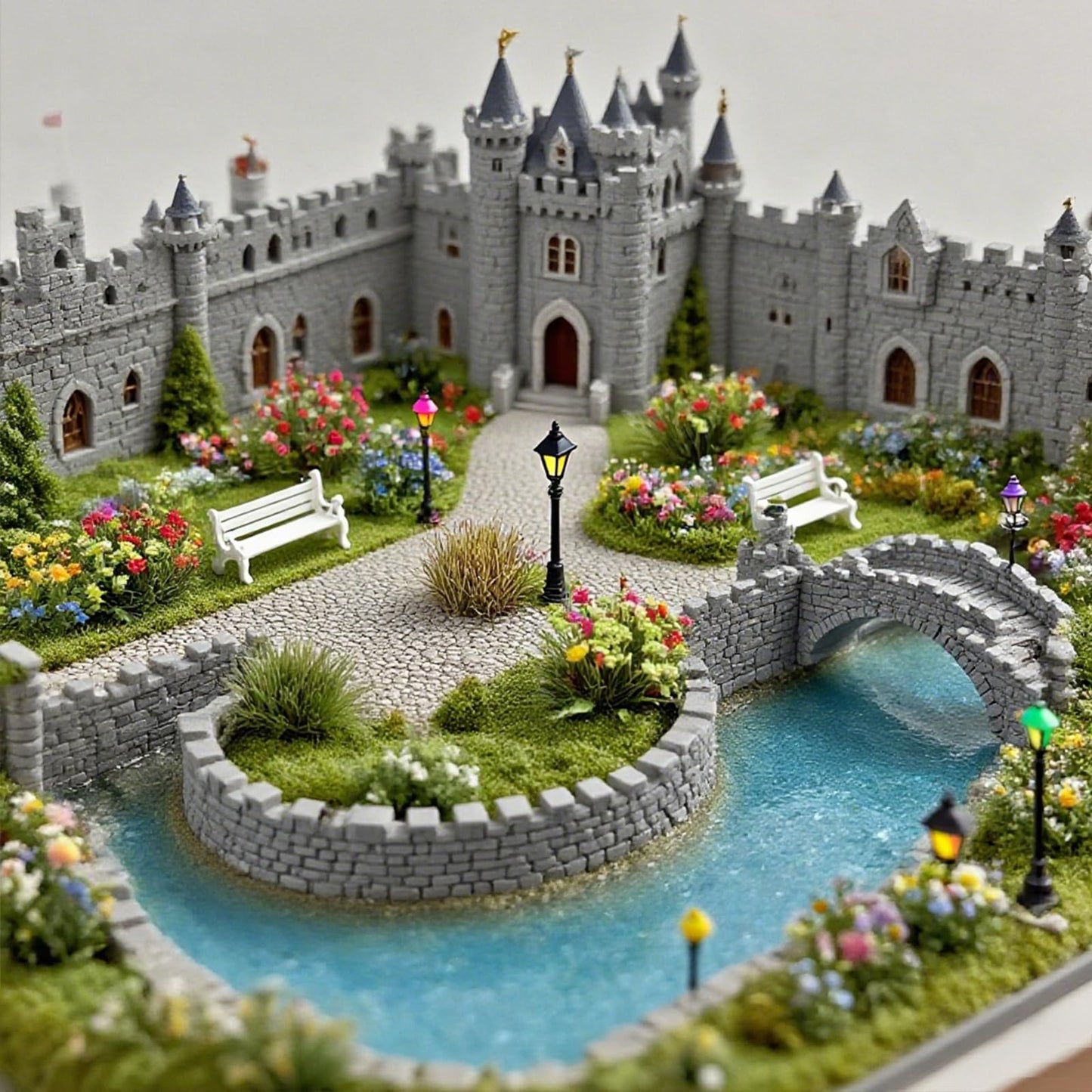 gdeplok 270 Pcs Static Grass & Miniature Flower Clusters Kit for Model Railway Scenery, Train Layouts, Diorama Bases, Wargaming and DIY Miniature Landscapes