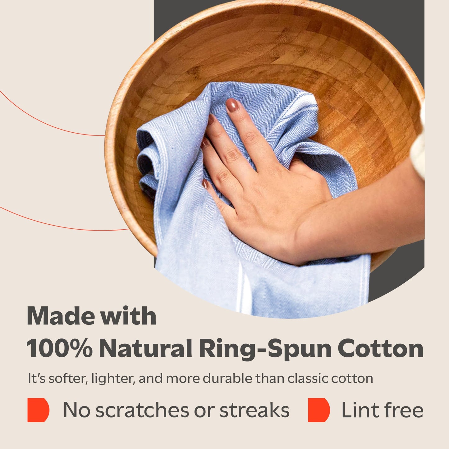 Zeppoli Classic Kitchen Towels - 15 Pack 100% Natural Cotton Towel Set, Reusable Wash Cloths, Absorbent Dish Towels, Machine Washable Hand Towels, Kitchen Essentials - 14” by 25” - Blue Base