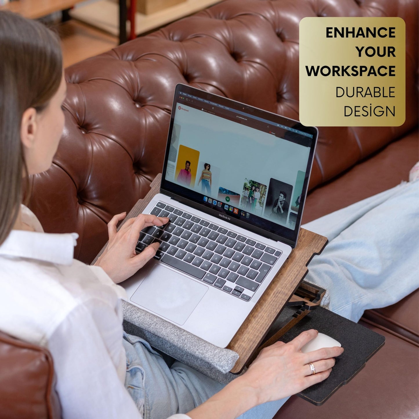 Vigo Wood Lap Desk for Laptop - Laptop Tray with Cushion, Portable Lap Desk for Lap, Adjustable Lapdesk, Couch Lap top Table for Work, Ergonomic Lap top Stand for Bed
