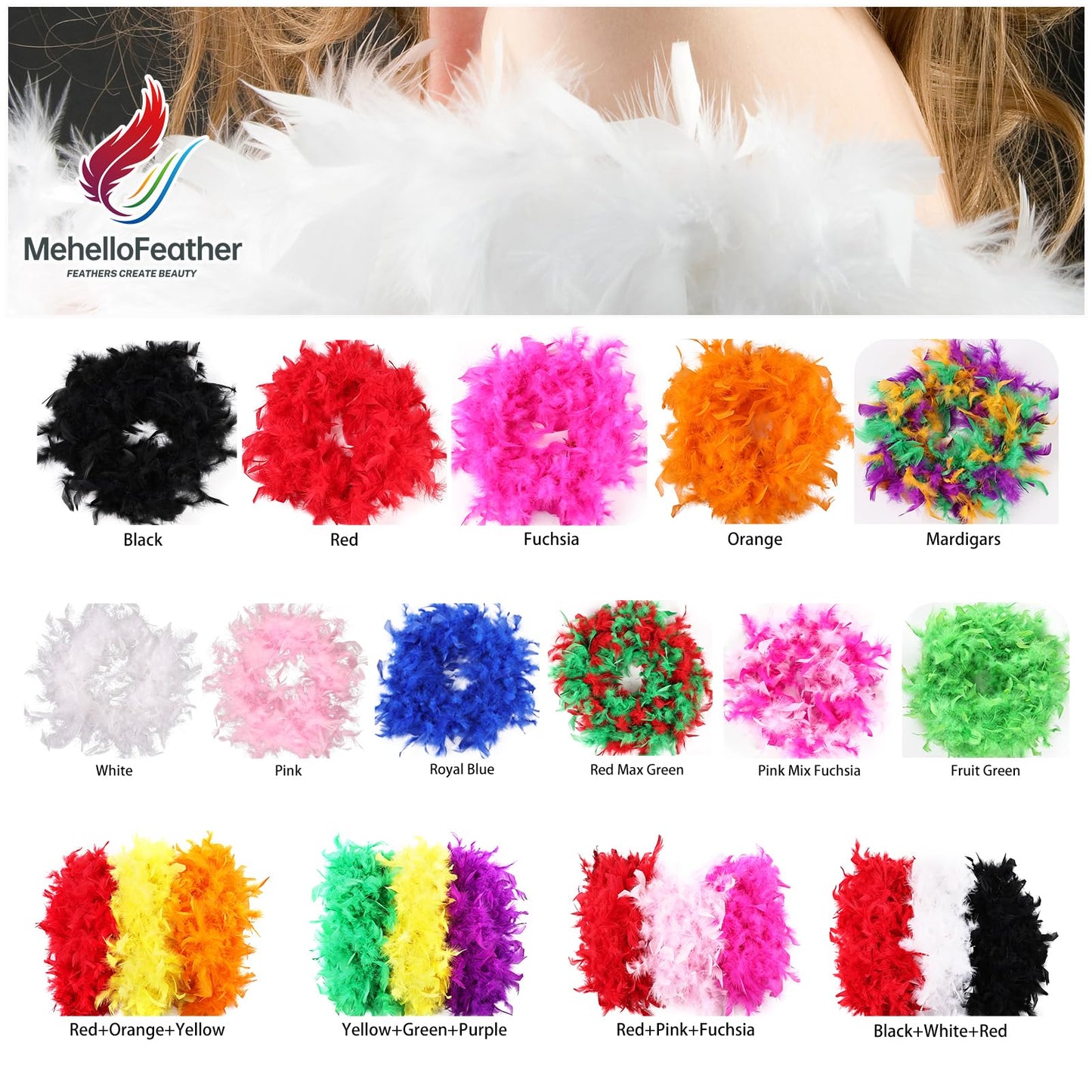 MehelloFeather Feather Boa 1.64Yards Turkey Feather Boa 30g for DIY Craft Wedding Party Halloween Costume Decoration(Pink)