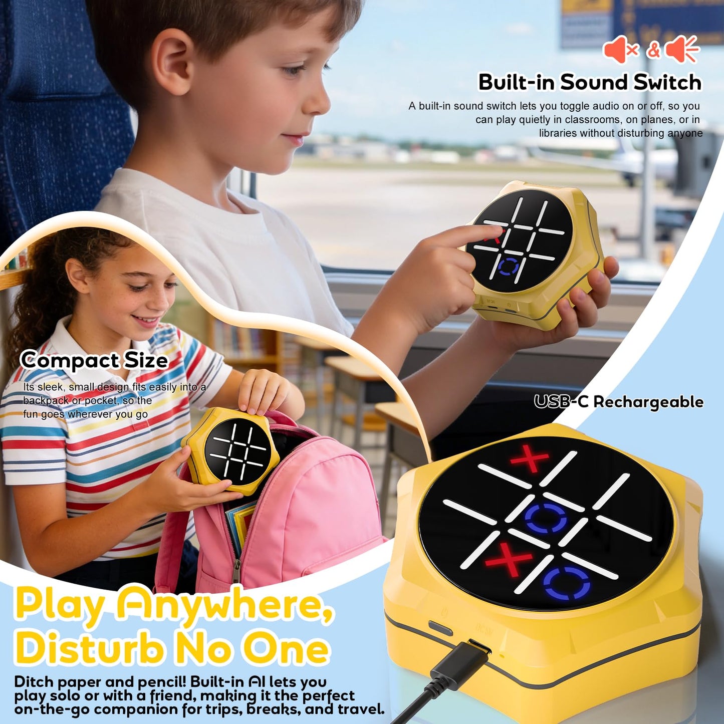Tic Tac Toe Handheld Game Bolt : VORQXIN Digital Electronic Brain Teaser - 5 in1 Portable Mini Console Mute Function Travel Games for Car Ride,Unique Gift for Boys Girls and Adults