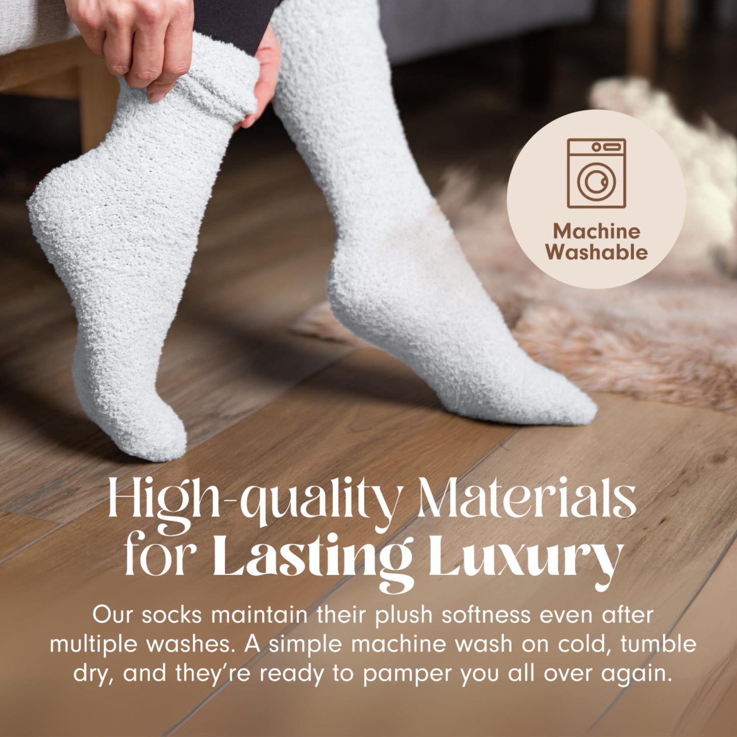 Unboxme Cloud Fuzzy Socks, Unisex Warm Cozy Sleep & Bed Slipper Socks, One Size Fits Most (US 6-12), Easter Gift-Ready, 100% Polyester, White