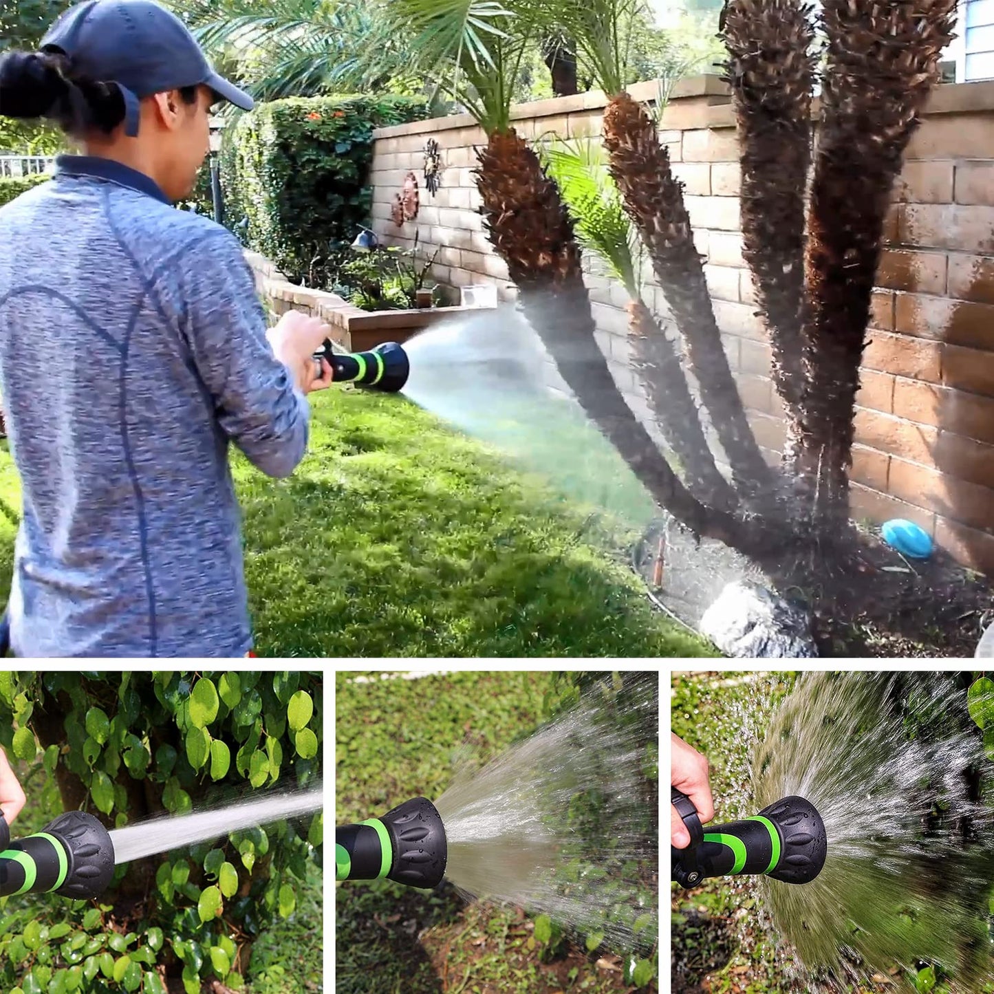 GREEN MOUNT GSFNG98 Garden Hose Nozzle, Fireman's Hose Heavy Duty Nozzle, Premium Constructed Sprayer with Ergonomic Handle for Arthritis