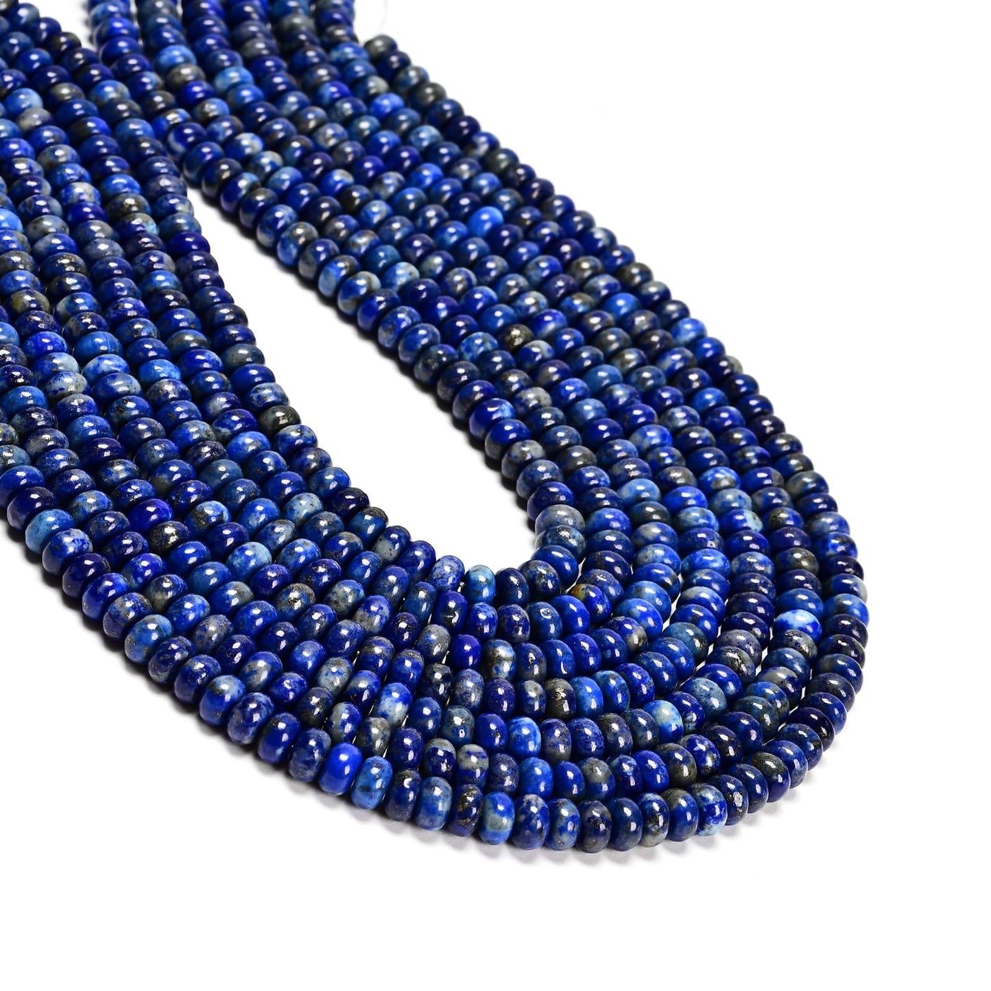 ICAI 4x6mm Natural Rondelle Beads – Loose Gemstone Spacers for DIY Jewelry Making (Lapis Lazuli)