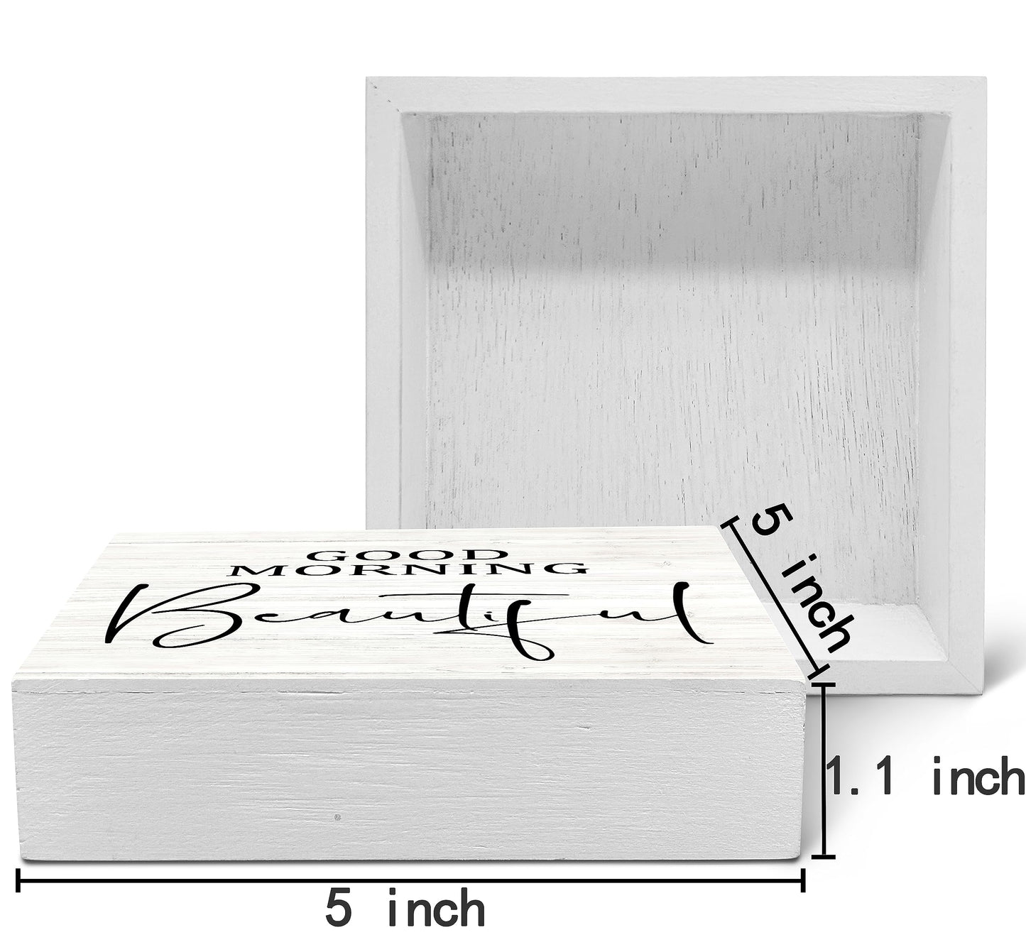 SRADMO Good Morning Beautiful Wood Box Sign Desk Decor,Rustic Wooden Block Box Sign Decoration For Home Bedroom Bathroom Shelf Table Decor