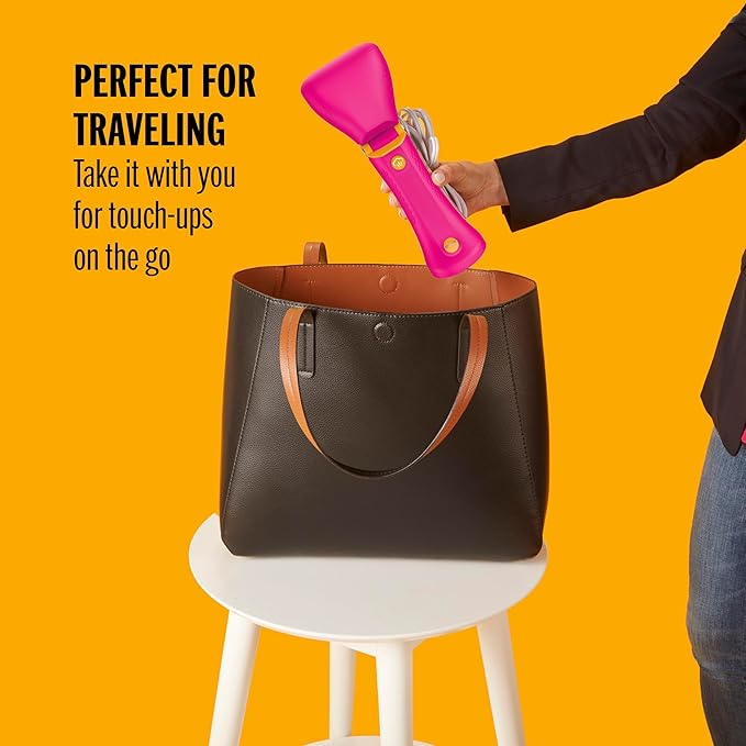 Conair Handheld Garment Steamer for Clothes - Power Steam: Small Size, Big Power - Great for Home, Office, or Travel with Dual Voltage for Worldwide Use, Pink