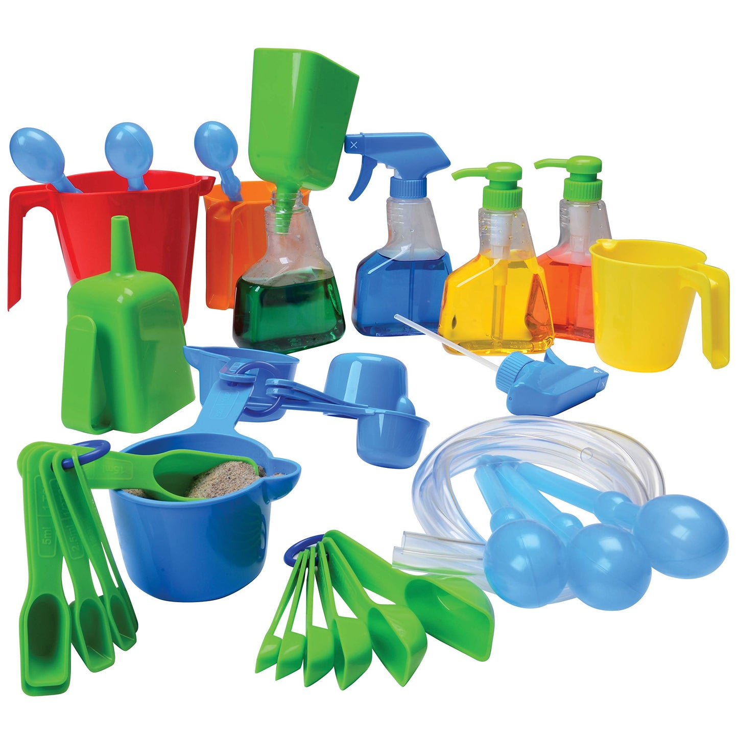 Constructive Playthings Measure and Pour Water Play Preschool Science Kit, Water Table Accessories, Educational Toy for Kids, Classroom Supplies, 34-Piece Set, Toddler Toys for 3 Years and Older