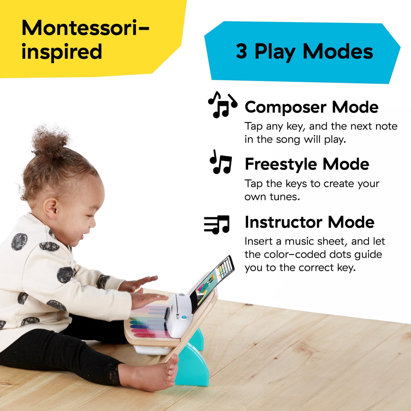 Baby Einstein and Hape Magic Touch Piano Wooden Musical Toddler Toy, Age 6 Months and Up