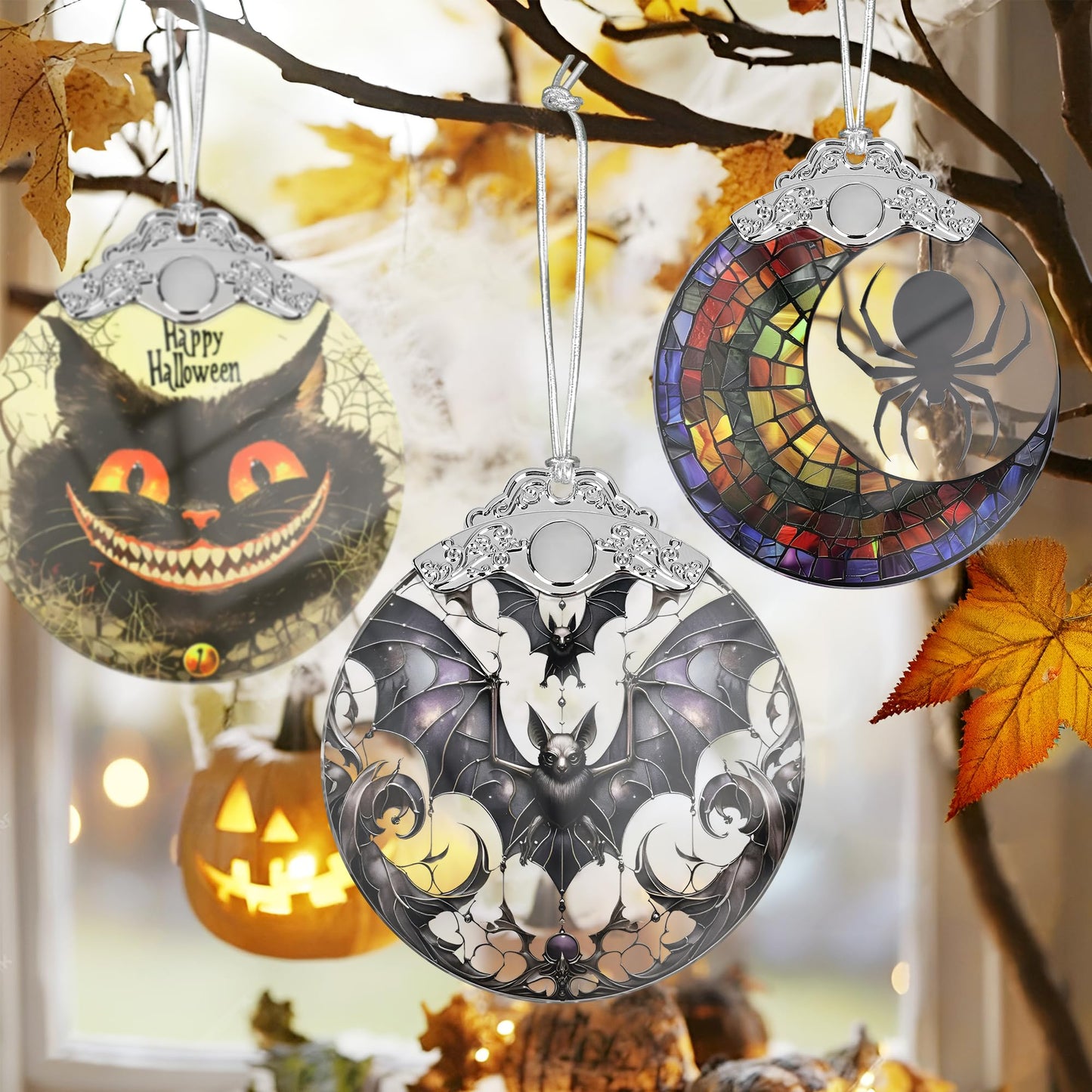 Stained Glass Suncatcher Ornament - Bat Christmas Decorations - Christmas Ornaments for Tree - Holiday Present Ideas - Gift Exchange