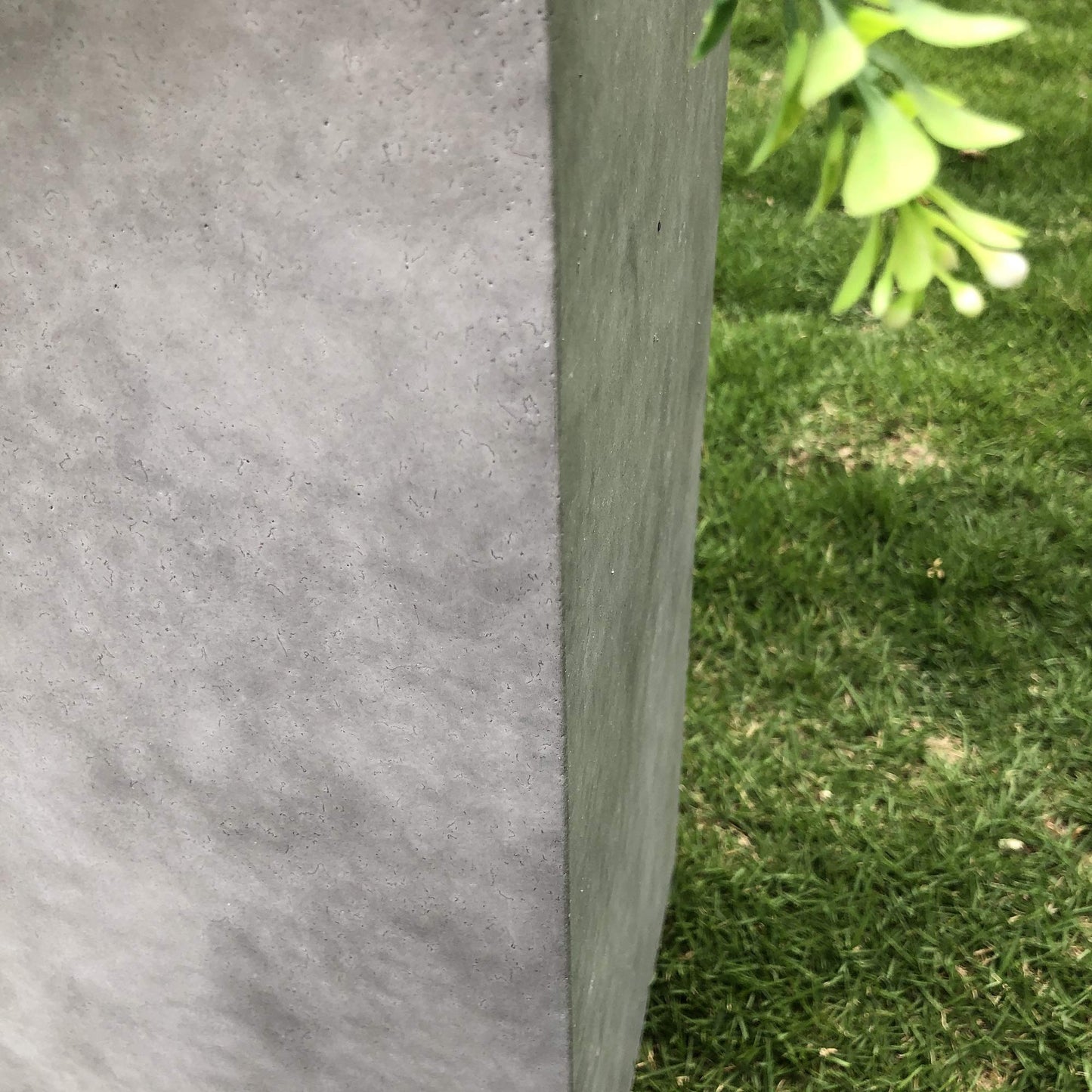 28" H Square Natural Concrete/Fiberglass Indoor Outdoor Modern Seamless Tall Planter