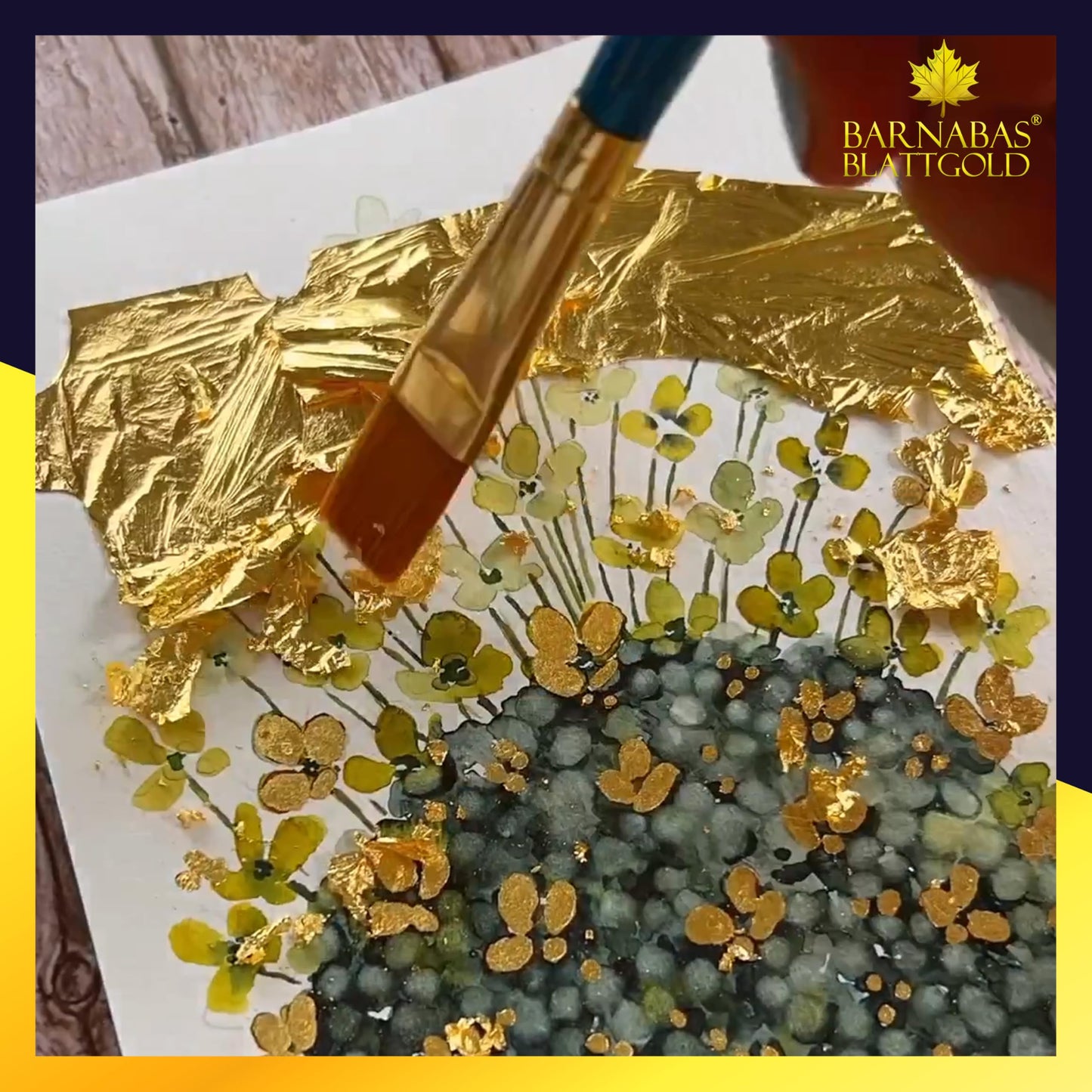 Barnabas Blattgold Gold Leaf - 24K Real Gold [10 Sheets, 3.1 inches] - Transfer Patent for Painting, Arts and Crafts