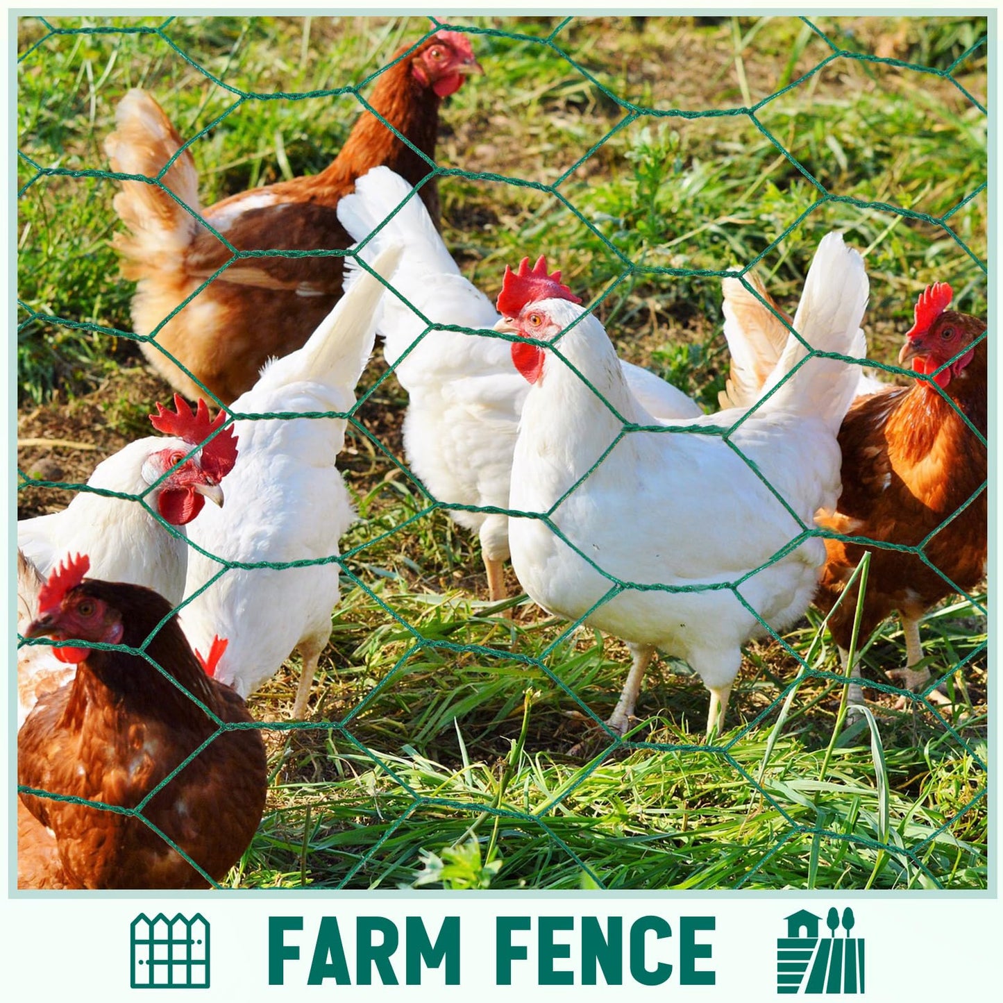 GlikCeil 12 in X 200 ft Chicken Wire Fencing Metal Floral Chicken Wire Mesh for Crafts Poultry Garden, 1 Inch Hexagonal Galvanized Hardware Netting for Poultry Coop Barrier Rabbit Cage (Green)