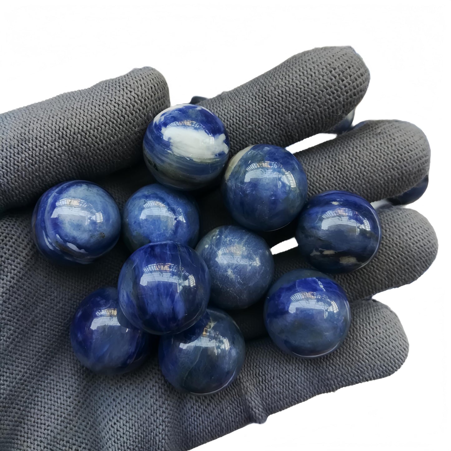 Sunshcat Natural Sodalite 0.78 Inchs Crystals and Healing Stone Ball Set,Home Desktop Feng Shui Array Decoration(7 Pieces) ﻿
