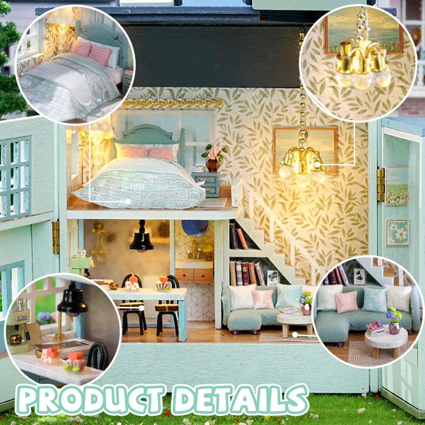 Flever Dollhouse Miniature DIY House Kit Creative Room with Furniture for Romantic Valentine's Gift (Warm House)
