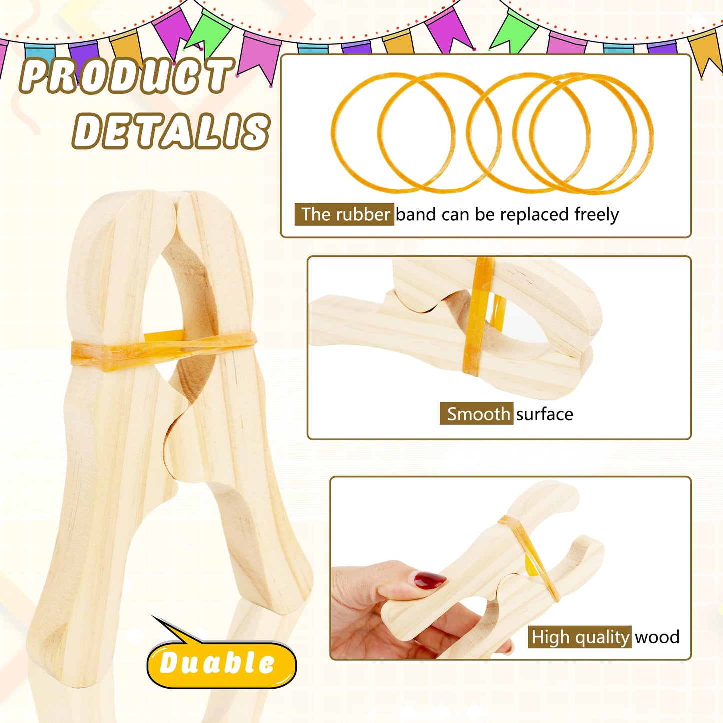 10 Pcs Wooden Game Clips Set for Fort Building and Play - Kids School Playground Building Games Silk Clips