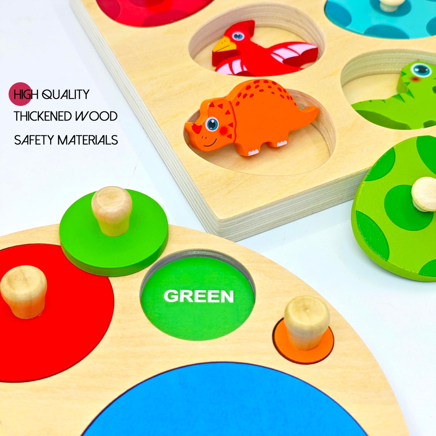 Tucimibo Dinosaur Matching Eggs Multi-Layer Wooden Peg Puzzles, Sorting & Stacking Montessori Early Educational Learning Shape Toys for Preschool Boys & Girls, Christmas Birthday Gifts for Toddlers