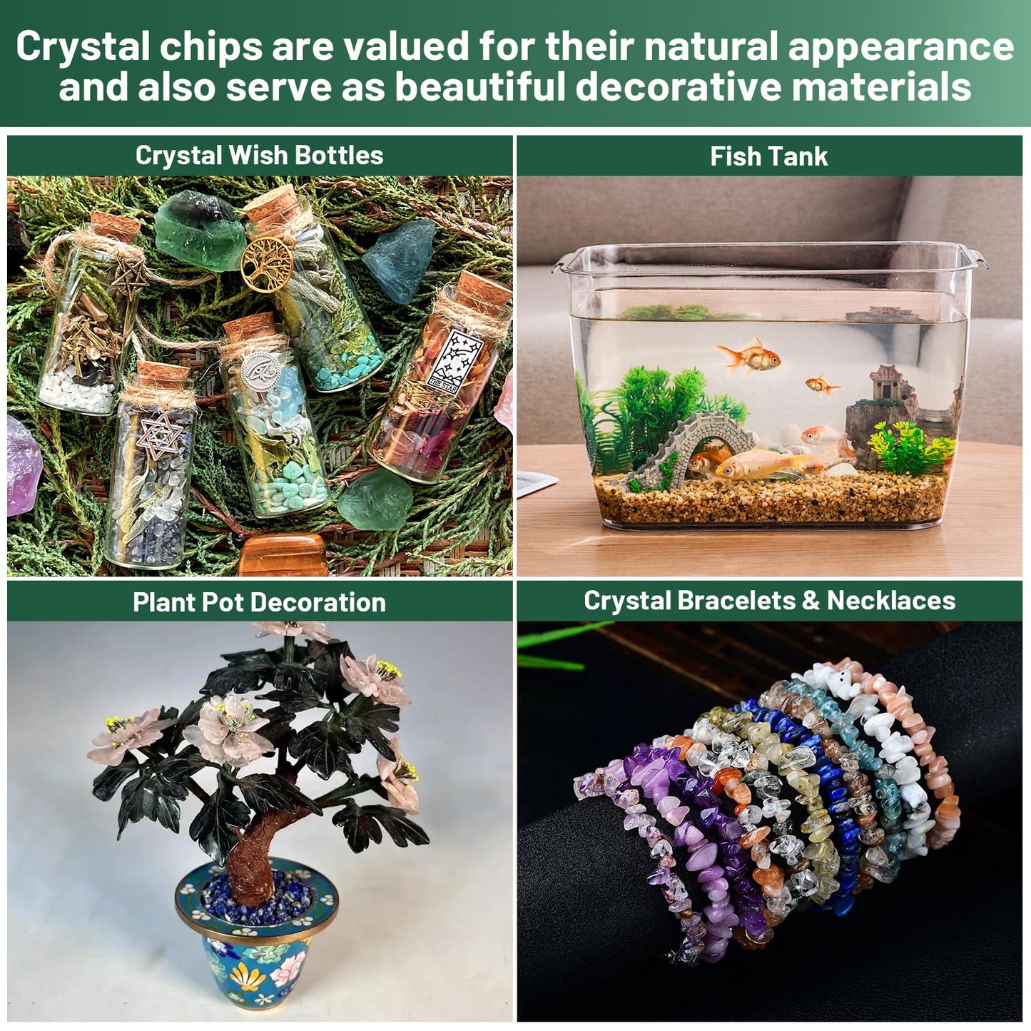 1.1lb Natural Crushed Green Aventurine Quartz Crystal Tumbled Chips-Green Aventurine Healing Crystals Chips Bulk, Crushed Crystal Gemstones for Crafts, Beautiful Package for Gift