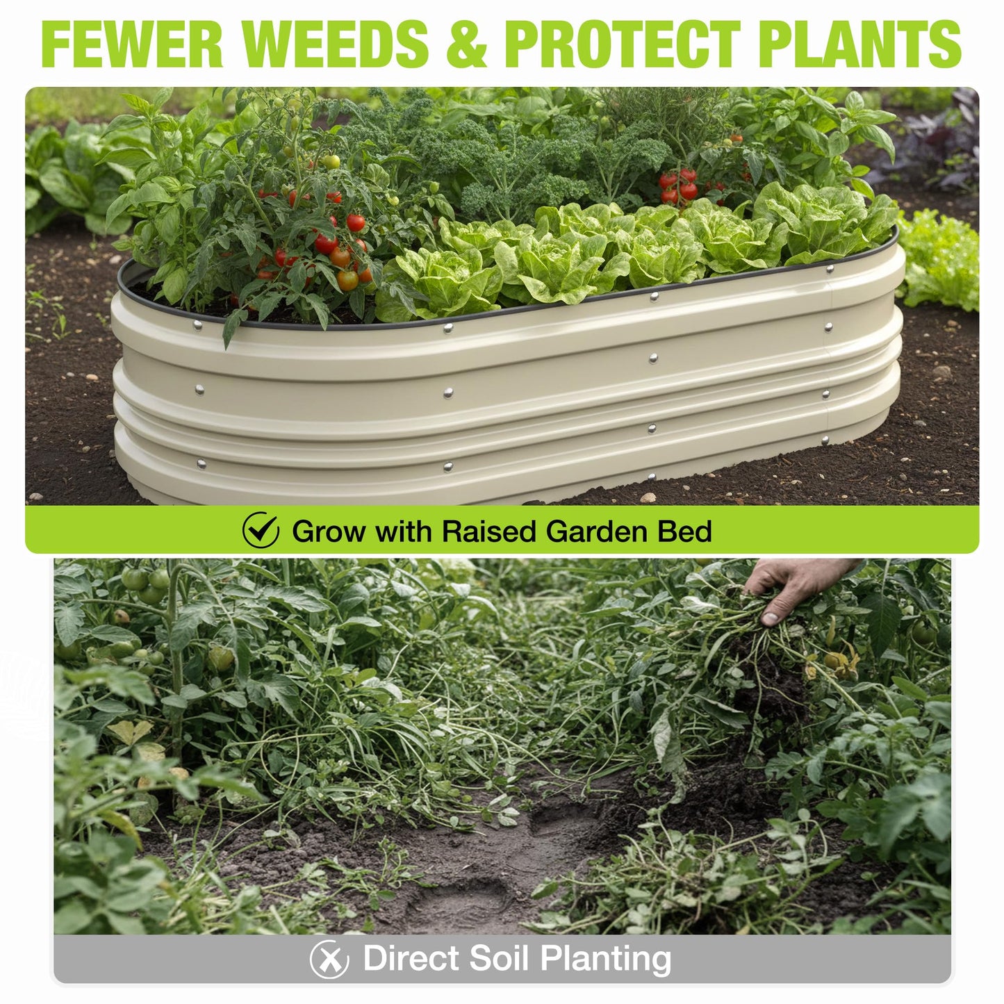 WORKPRO 2PK 4x2x1ft Outdoor Galvanized Raised Garden Bed Kit, Rust & Corrosion Protection, Easy Assembly, Safe Edge, Ideal for Vegetables & Flowers, White