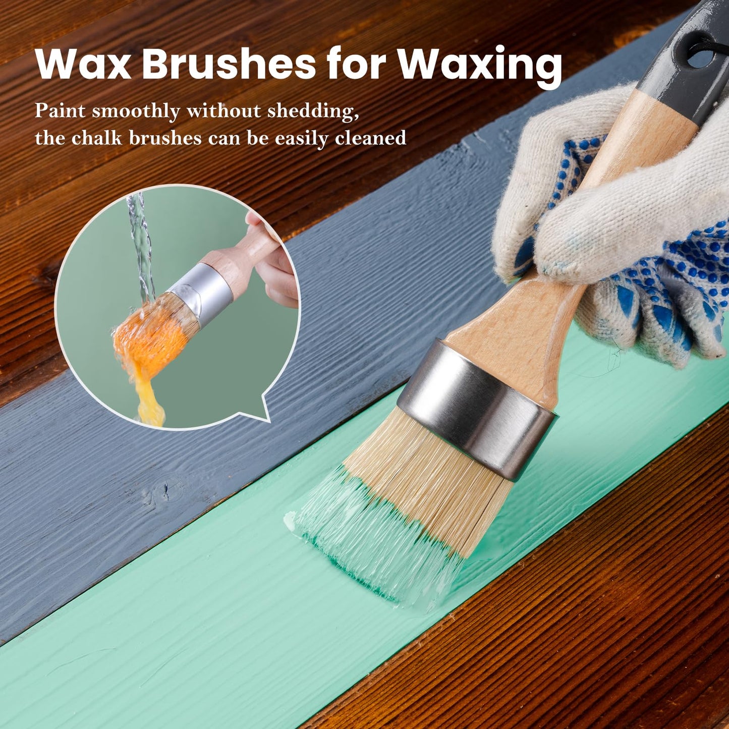 Mister Rui Chalk Wax Paint Brush, 5pcs, Wax Brushes for Waxing and Stenciling, Natural Bristles Round Paint Brushes, Ideal for DIY Home Decor, Art Crafts