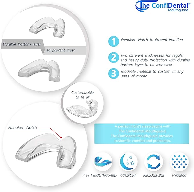 The ConfiDental Mouth Guard for Grinding Teeth at Night - Model for Small Mouth Pack of 6 Moldable Dental Night Guards for Teeth Grinding and Clenching Teeth Grinding Mouth Guard for Sleep
