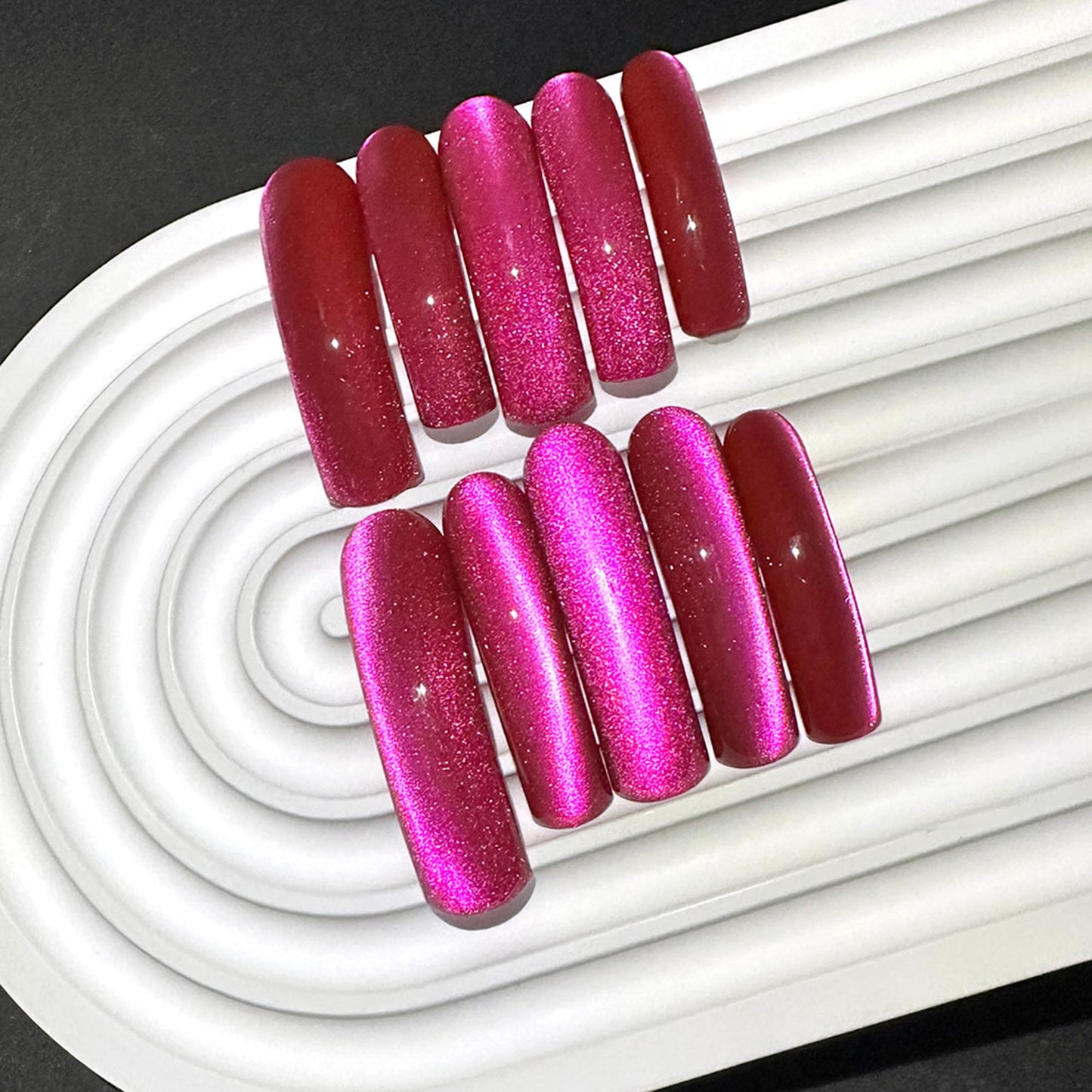 Purple Press On Nails Long Handmade Curved Fake Nails with Cat's Eye Designs XL Square Nails Press ons Sparkly Reusable False Nails for Women Manicure 10Pcs(Size M)