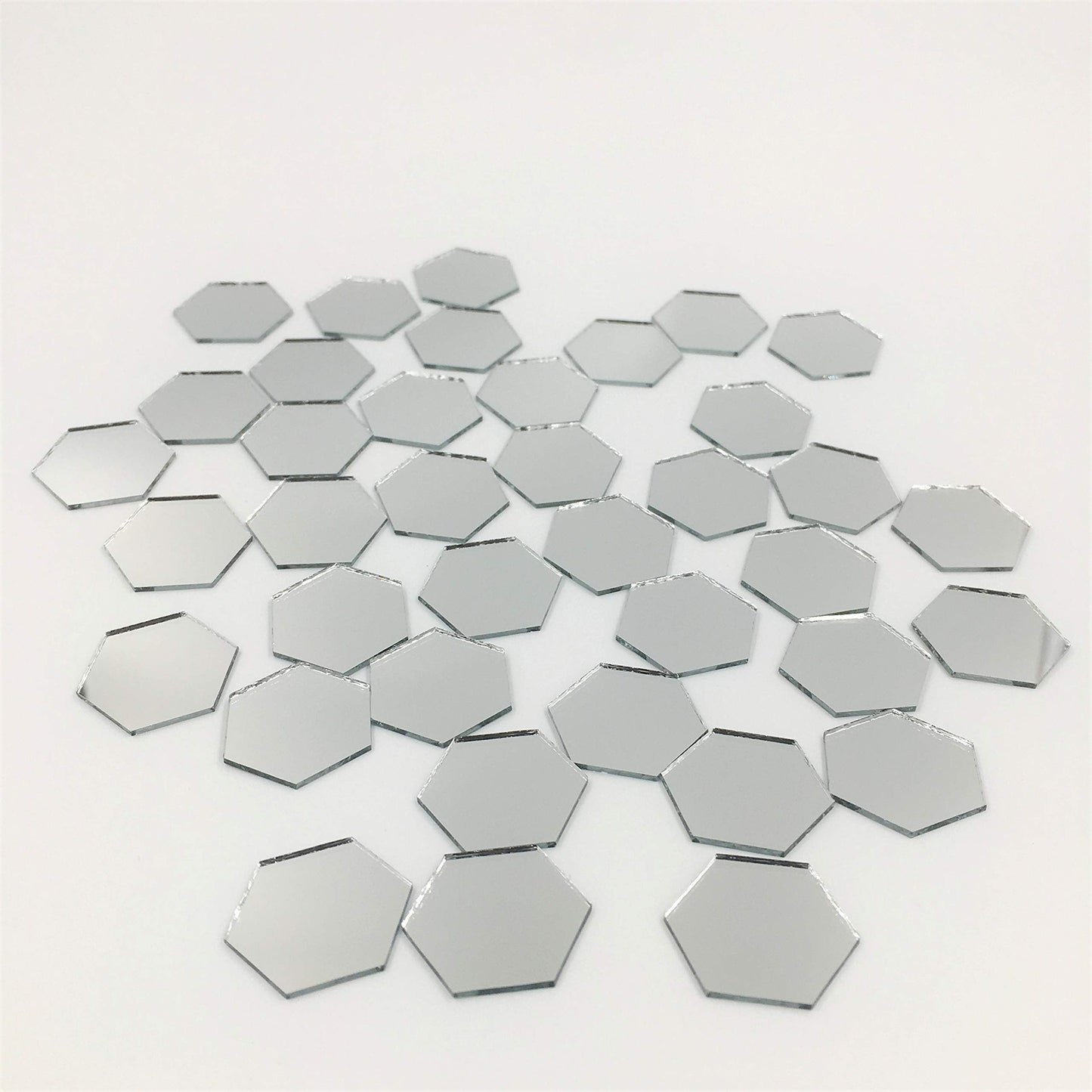 NUO RUI 1'' Hexagonal Mirror Mosaic Tiles Craft Mirror Pieces Bulk 100 Pieces for Craft Projects Home Decor
