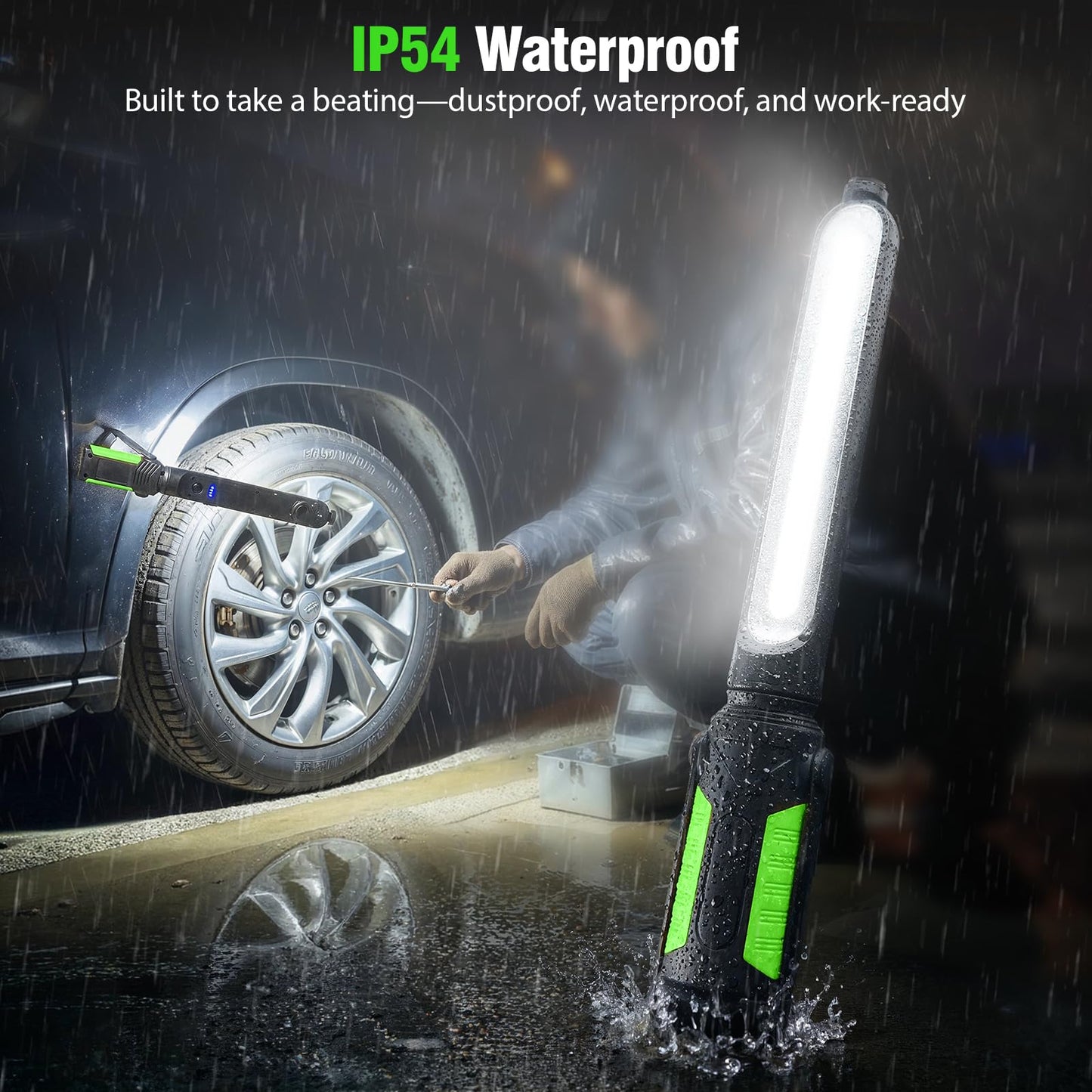 SYLSTAR Work Light for Mechanic, 2400LM LED, 4400mAh Rechargeable, Magnetic, Underhood Work Light with Hooks for Car Repairing/Inspection/Garage/Workshop/Emergency