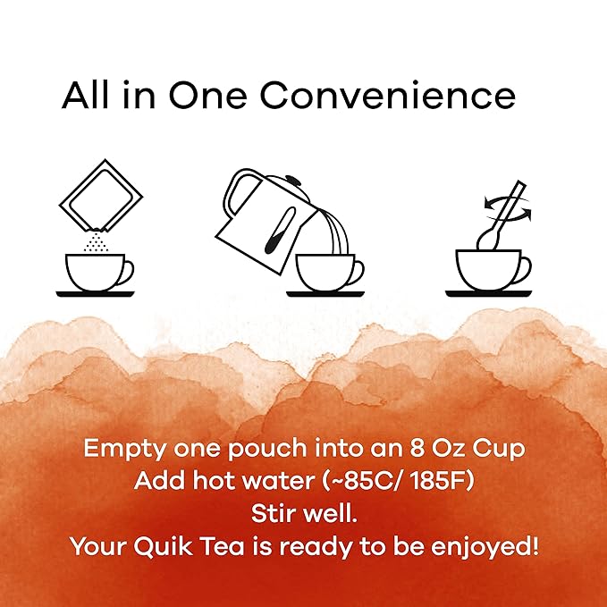 QuikTea Ginger Chai Tea Latte – 20 Count, Bold Ginger Flavor, no preservatives – Just Add Hot Water