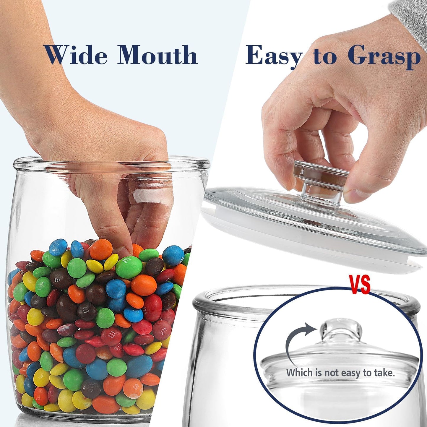 Ritayedet Half Gallon Glass Jars with Lid, Wide Mouth Cookie Jars Set of 2, Apothecary Jar for Candy, Glass Canisters for Kitchen Storage and Laundry Organization
