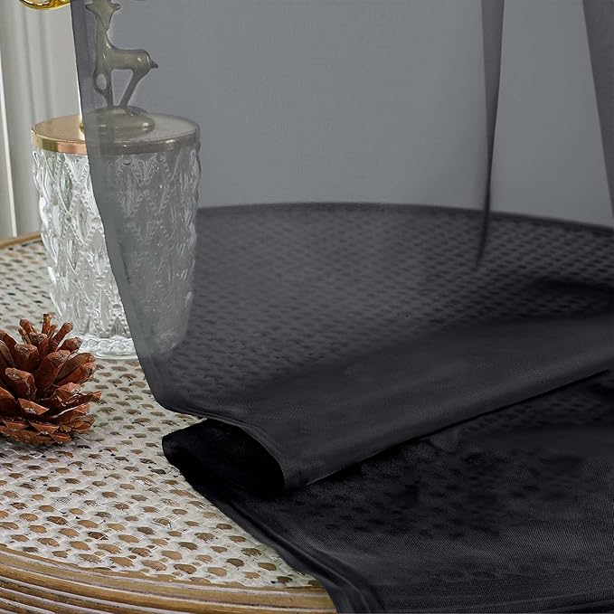 Chyhomenyc Black Sheer Curtains 84 Inches Long 2 Panels, Light Filtering Black Curtains for Living Room, Soft Gentle Voile Rod Pocket Bedroom Window Drapes, 59Wx84L Inch, 2PCS