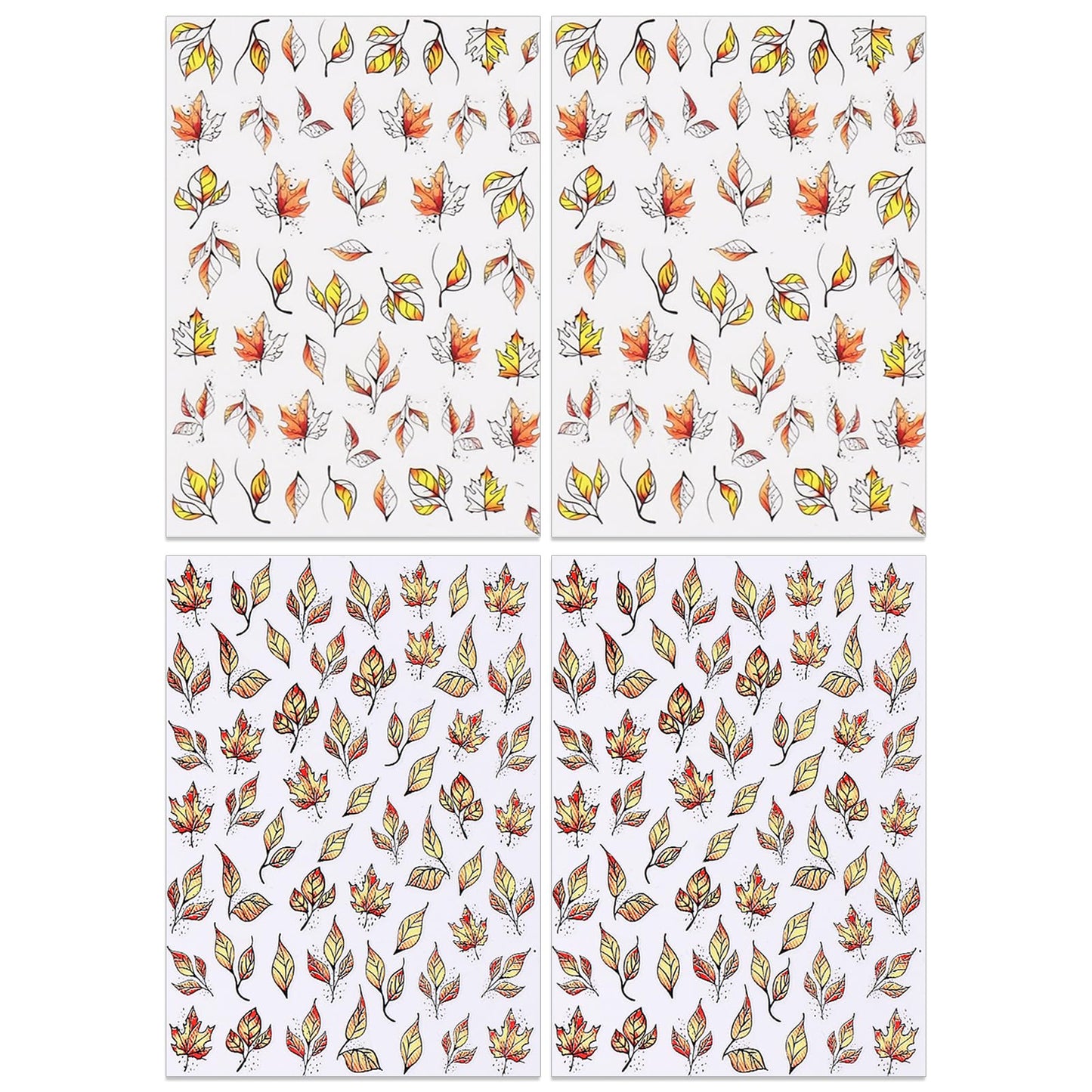 IDDFEVE Fall Nail Stickers - Autumn Withered Maple Self-Adhesive 3D Nail Decals for Women Girls DIY Thanksgiving Day Leaves Vein Manicure (4 Sheets)