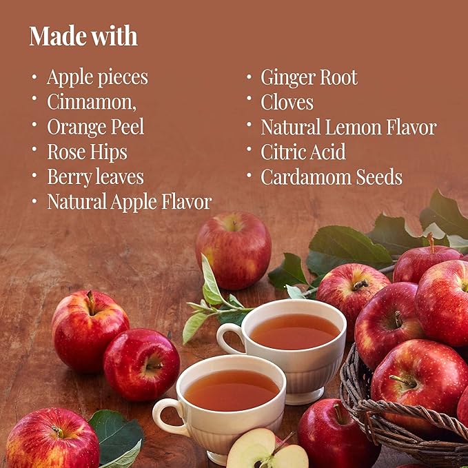 The Republic of Tea Hot Apple Cider Seasonal Herbal Tea, 250 Tea Bag Bulk
