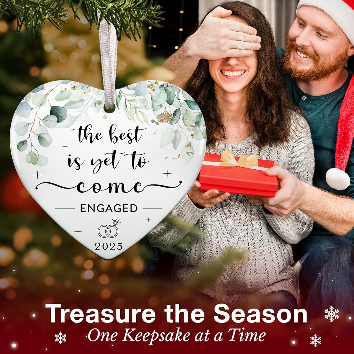 Engagement Gifts for Couples - Engagement Gifts for Women, Her, Fiance, Friends - Engaged Ornament 2025 - Unique Bride to Be Gift, First Christmas Engaged Ornament for 2025 Celebration
