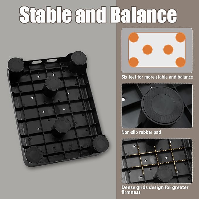 CHIKILLA Adjustable Step Stool for Adults Kids and Senior, Non-slip Step Platform Indoor and Outdoor for Pregnant Woman, Portable Stair Assist for Kitchen, Car, Bedside and Shower, Black-Gray, 3.4-5In