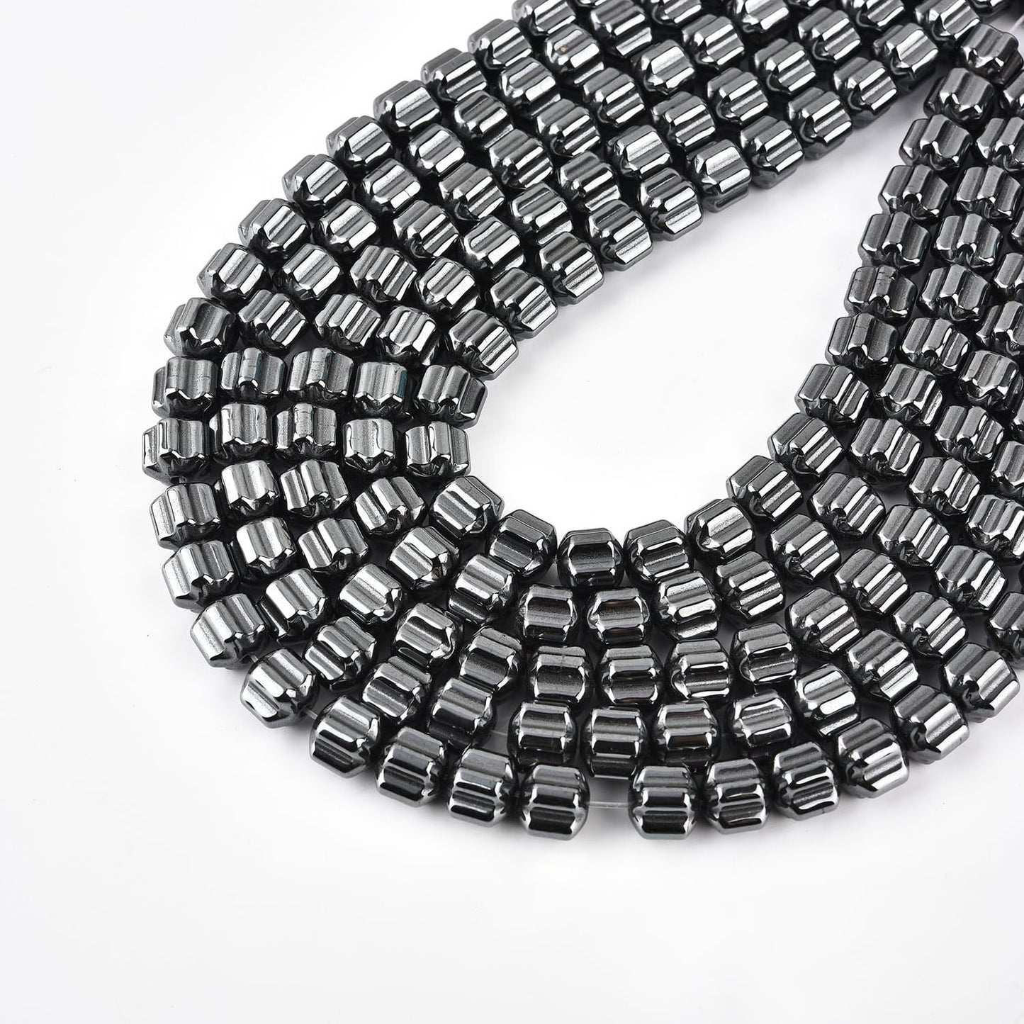 HAAMIIQII 65pcs 6mm Natural Black Hematite Loose Gemstone Beads Gear Shape Spacer Stone Beads for Jewelry Making DIY Bracelets Necklaces Crafting